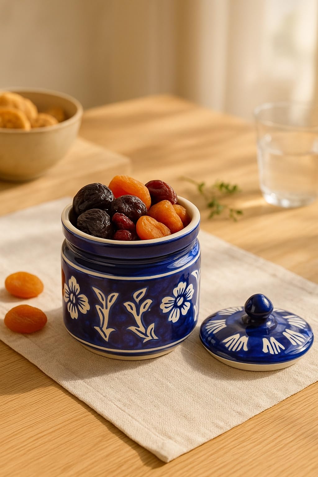 Miah Decor Handcrafted Ceramic Stoneware Jars Set Of 2 (Md245), Multicolor Glazed Mughal Dinning Set 300Ml Each, Microwave Safe