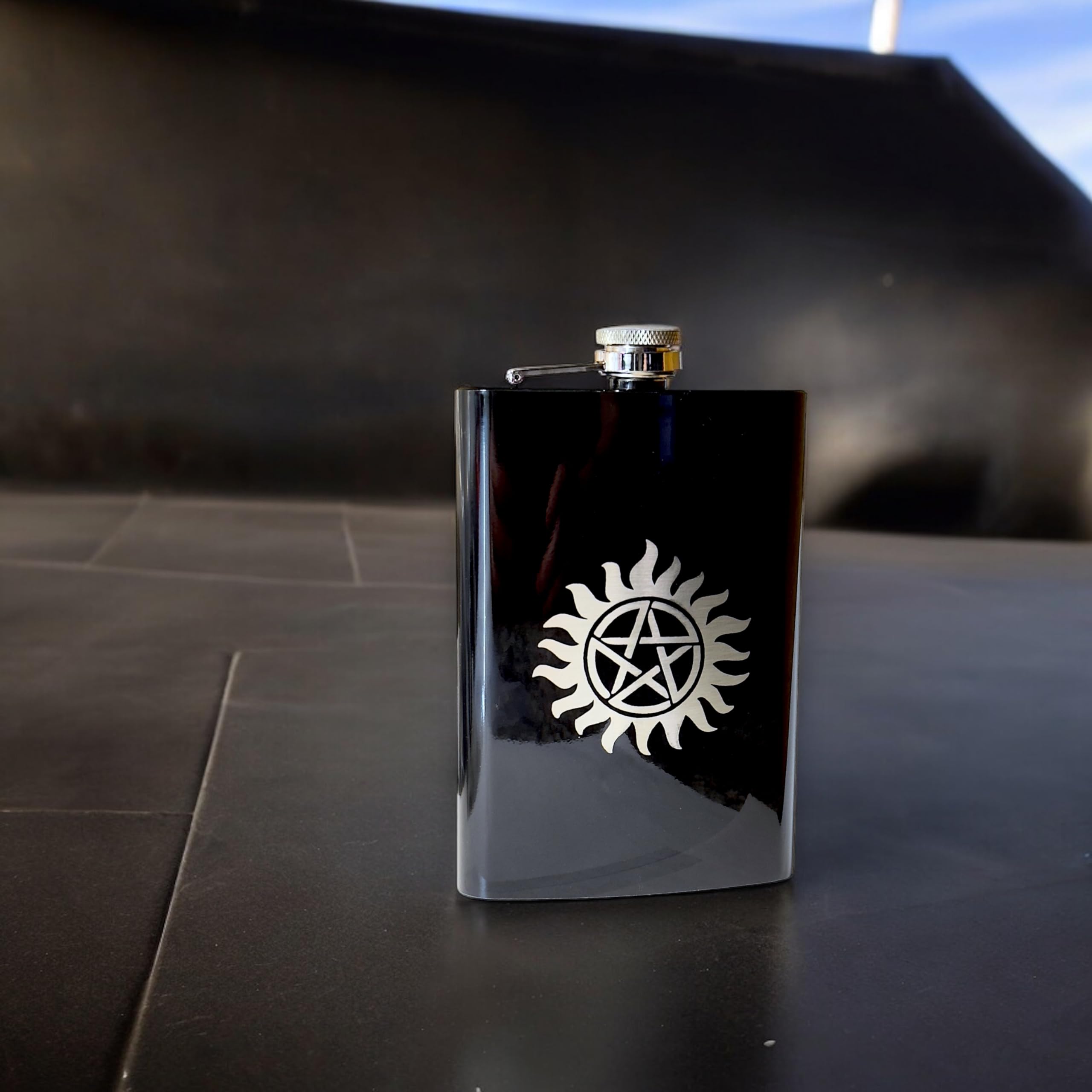 8Oz Black Anti Possession Flask
