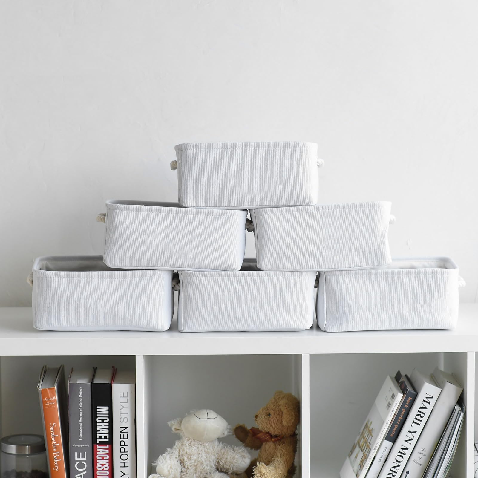 Thewarmhome Storage Basket For Organizing - Small 6 Pack 11.8X7.8X5.2 Inch Gifts For Empty With Rope, Fabric Storage Cubes For D