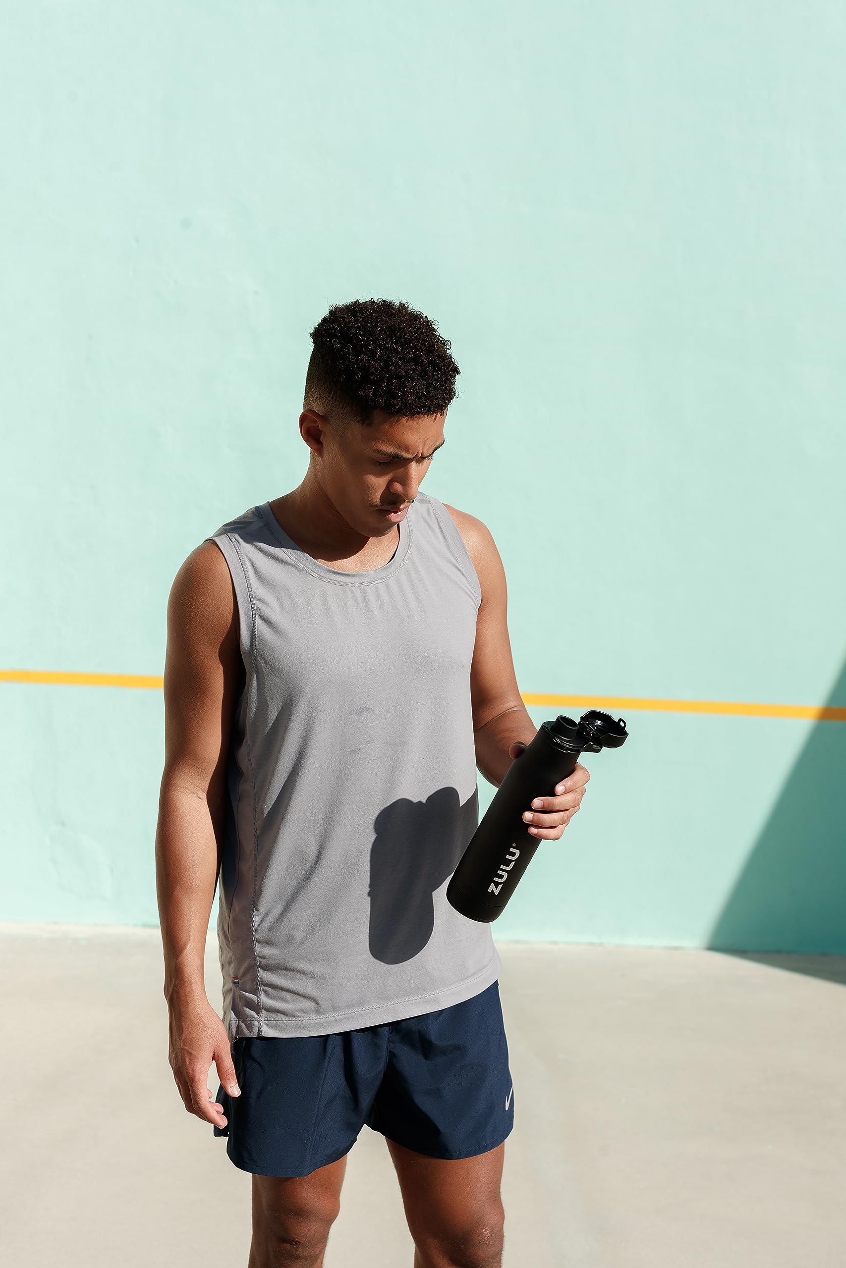 ZULU Ace Vacuum Insulated Stainless Steel Water Bottle with Leak-Proof Locking Lid and Removable Base  Black  24oz