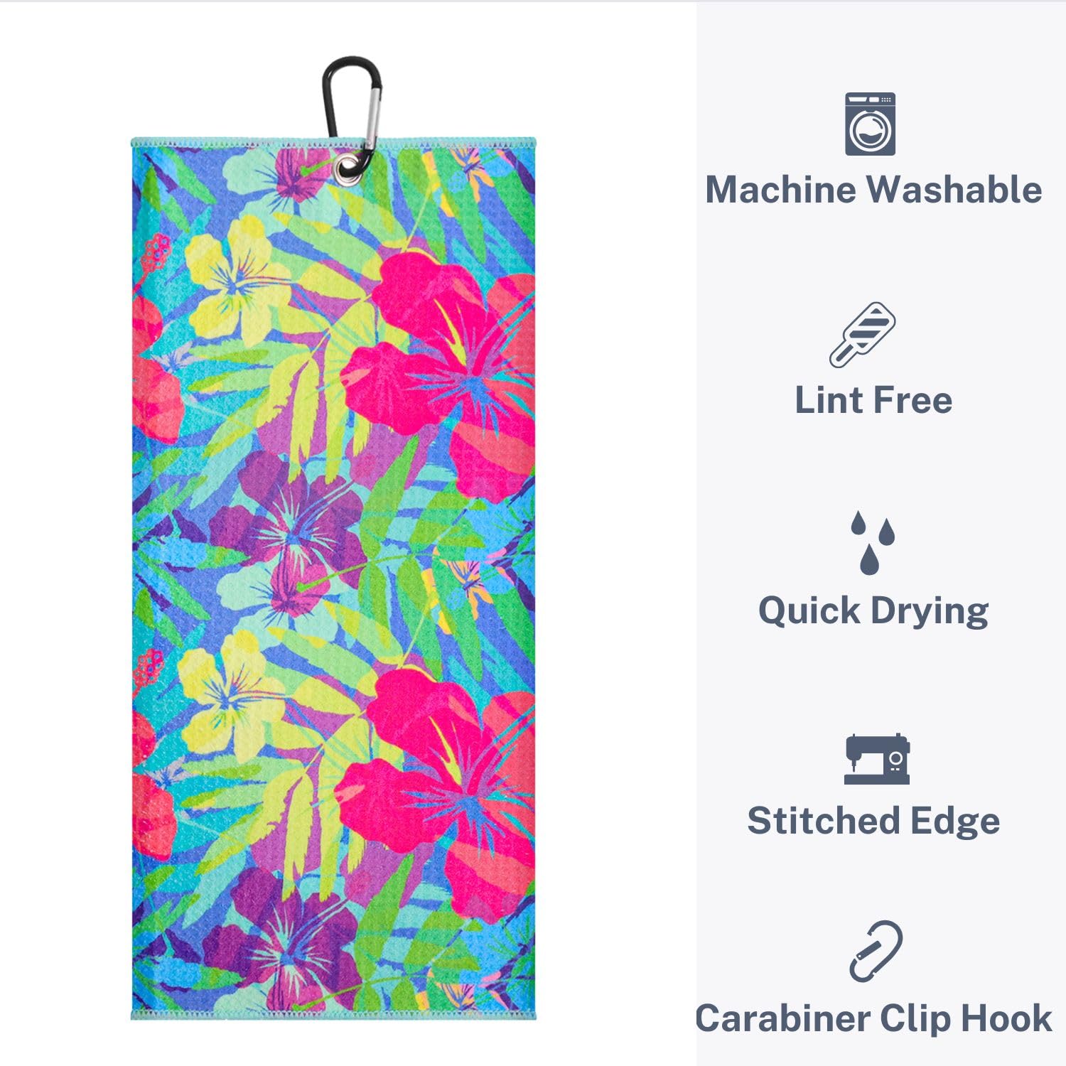 Playing It Forward Bright Tropical Golf Towel with Clip for Women and Men  Microfiber Waffle and Ball Towels  Set of 2