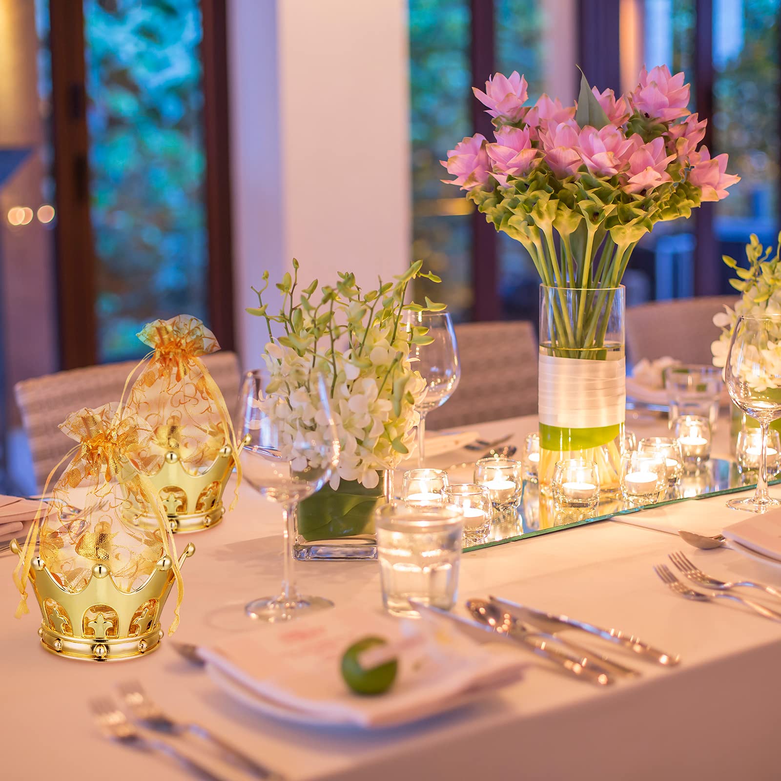 Gold Fillable Crown Goblet With Pouch For Candy Chocolate Cake Dessert Storage Decoration For Prince Princess Baby Shower Birthd