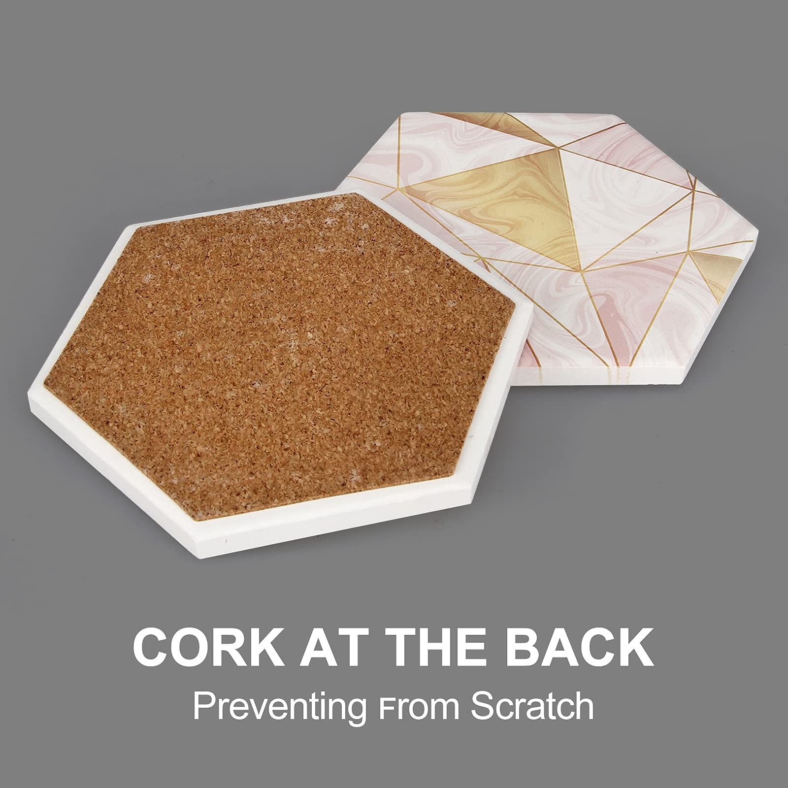 6 Pcs Pink Marble Coasters With Holder Gold Absorbent Drink Coasters Beverage Coasters Cute Ceramic Table Coaster Set Kitchen Ac