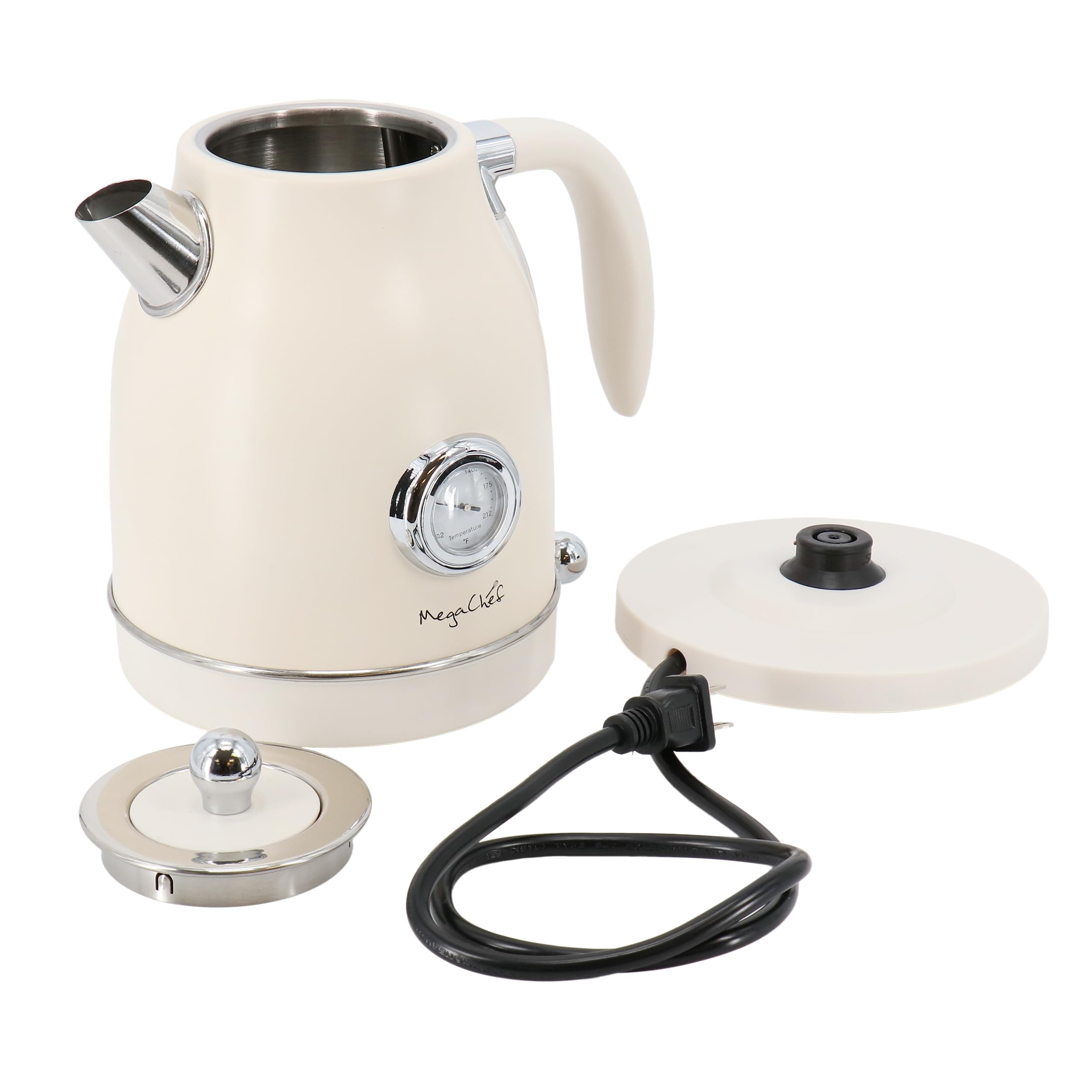 Megachef 1.7 Liter Electric Tea Kettle And 2 Slice Toaster Combo In Matte Cream (Cream)