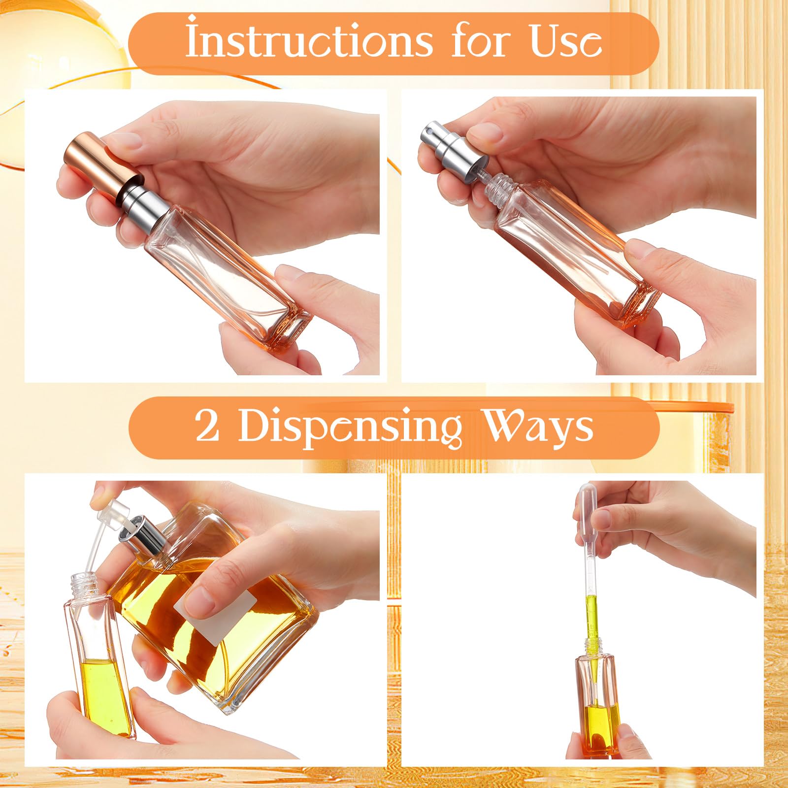 Domensi 5 Pcs 20ml Perfume Bottles Empty Travel Refillable Mini Perfume Bottle Decanter Portable Leakproof Glass Atomizer Spraye