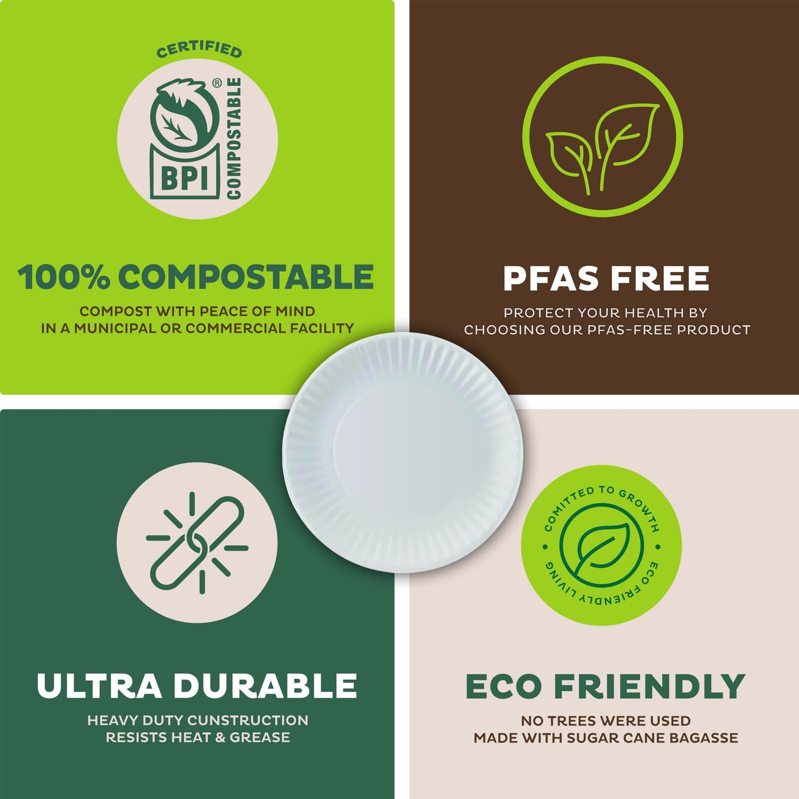 Perfect Stix 9 Inch Paper Plates (Pack of 500) Uncoated White Paper Plates. 9 Inches.