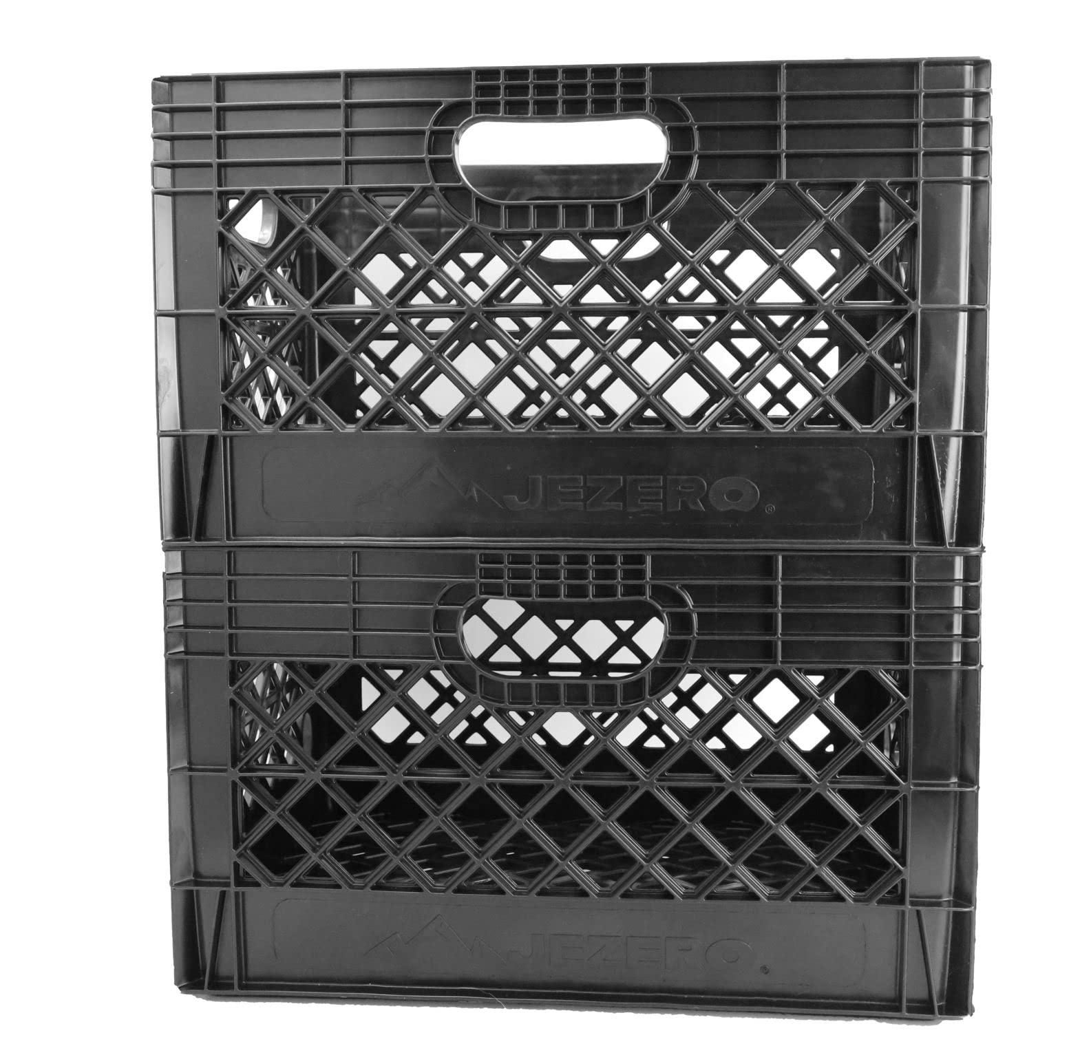 JEZERO 24 Quart 2-Pack Heavy Duty Plastic Crate | Stackable Multi-Purpose Storage Bin for Garage, Home, Office, Groceries, Outdo