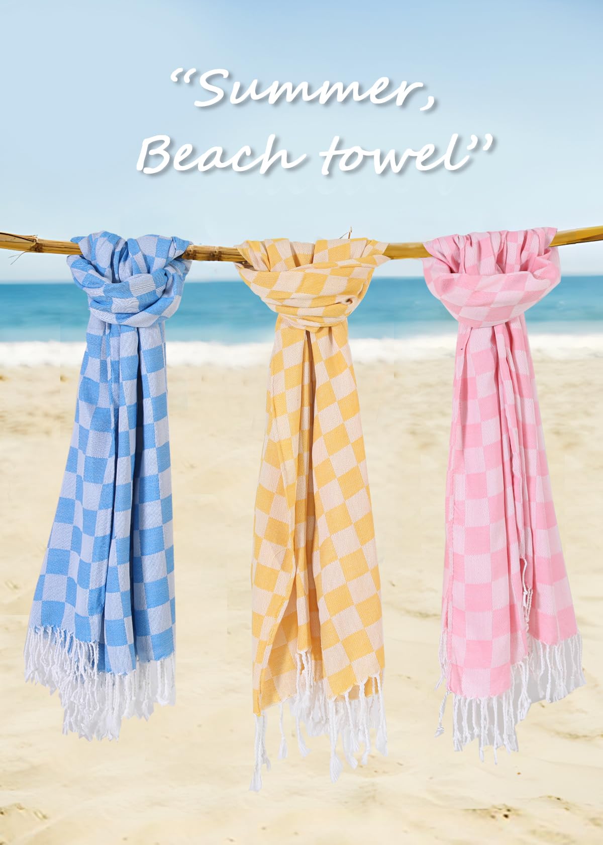 Checkered Plaid Turkish Beach Towel Beach Blanket Sand Free Quick Dry Oversized Thin Cloud Clearance Alaska Cruise Essential Sum