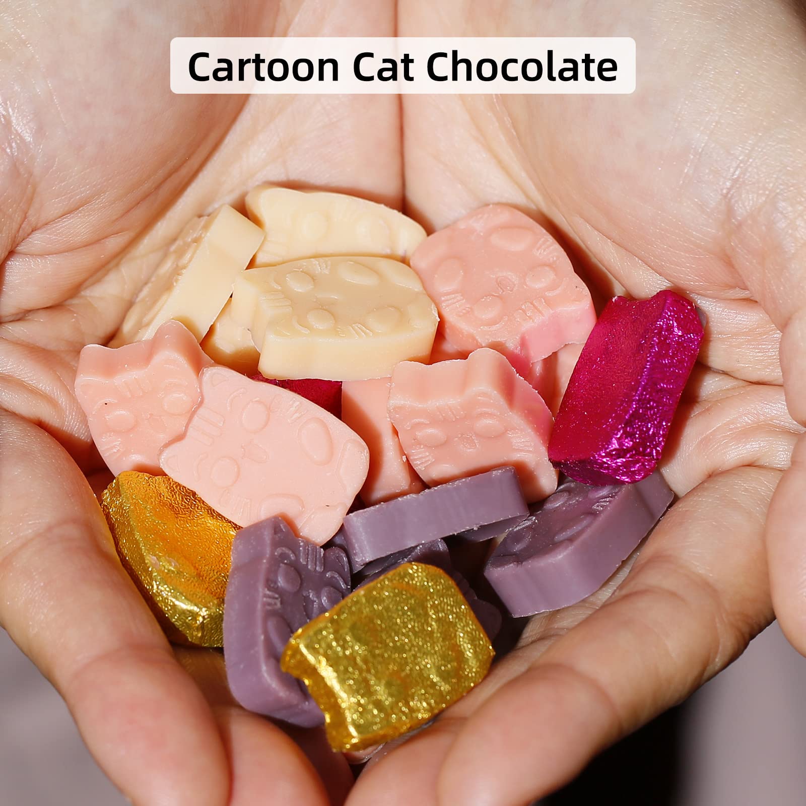 Silicone Gummy Candy Molds, 91 Cartoon Cat Shape Chocolate Molds, Non-Stick Food