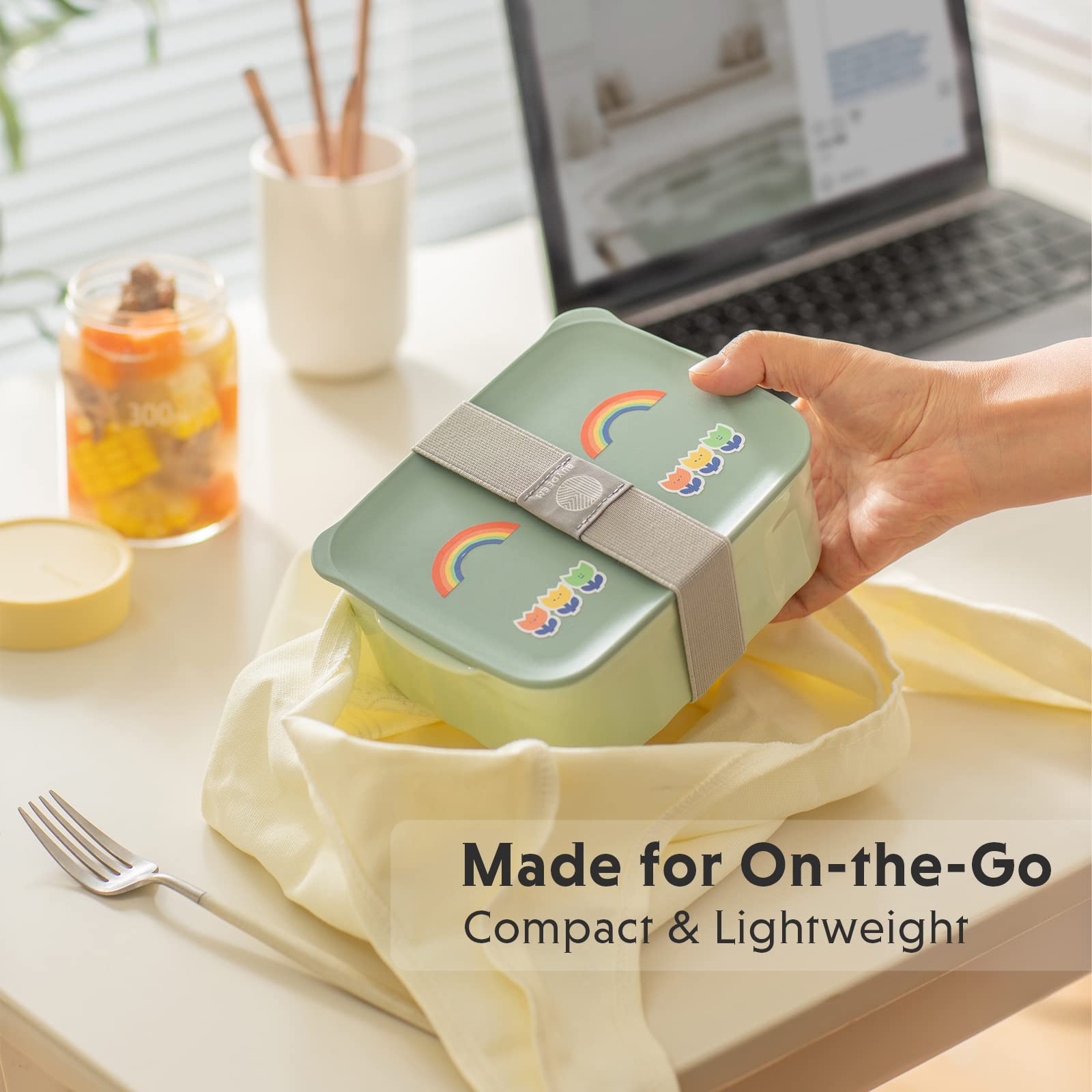 Buydeem Ceramic Food Storage Container With Airtight Lid, 28 Oz Bento Lunch With Airlock Lid, Stackable Bento Box Microwaveable,