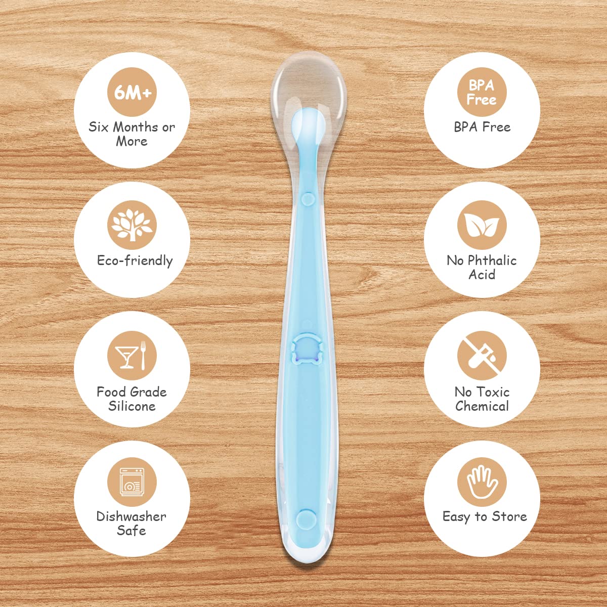 Vicloon Baby Silicone Spoons, 5 Pcs Baby Training Feeding Spoons For First Stage 4 Months Toddlers Infants, Baby Utensils Feedin