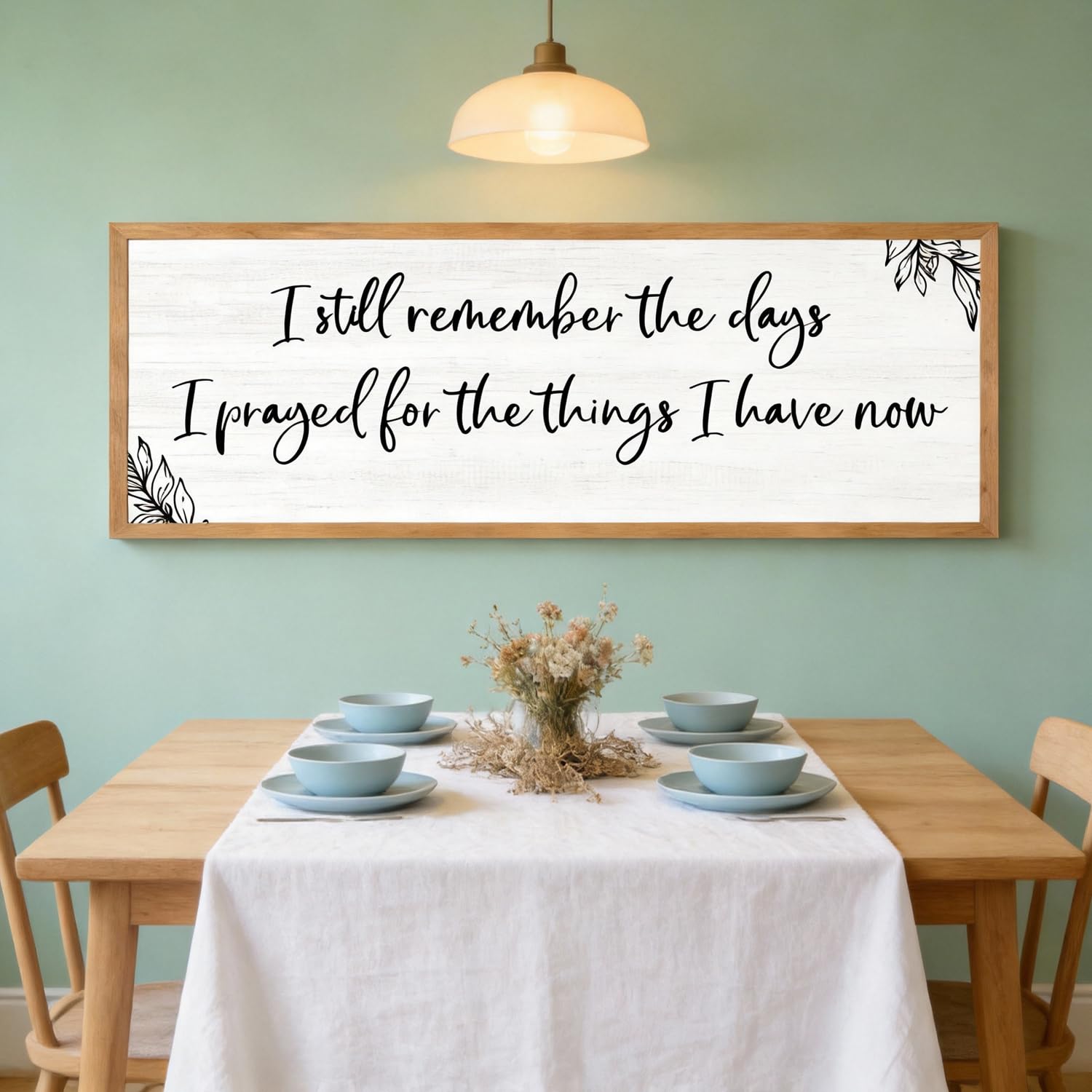 I Still Remember the Days Framed Wall Art - 40x15 Inch Wooden Inspirational Quote Sign, Gratitude & Faith-Inspired Home Decor fo