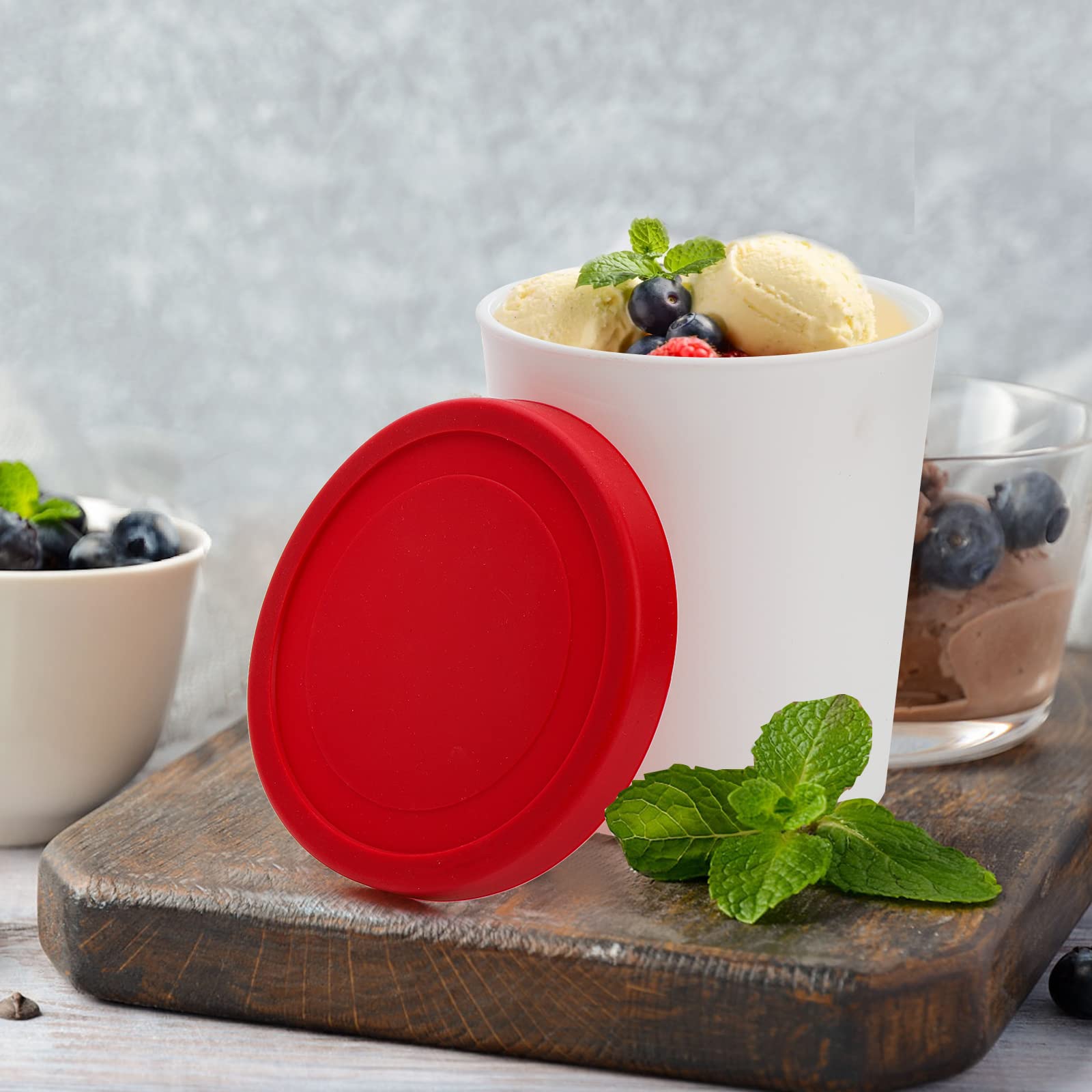 Peohud 4 Pack Ice Cream Containers, 1 Quart Freezer Storage Tubs With Silicone Lids For Ice Cream, Sorbet And Gelato, Freezer Di