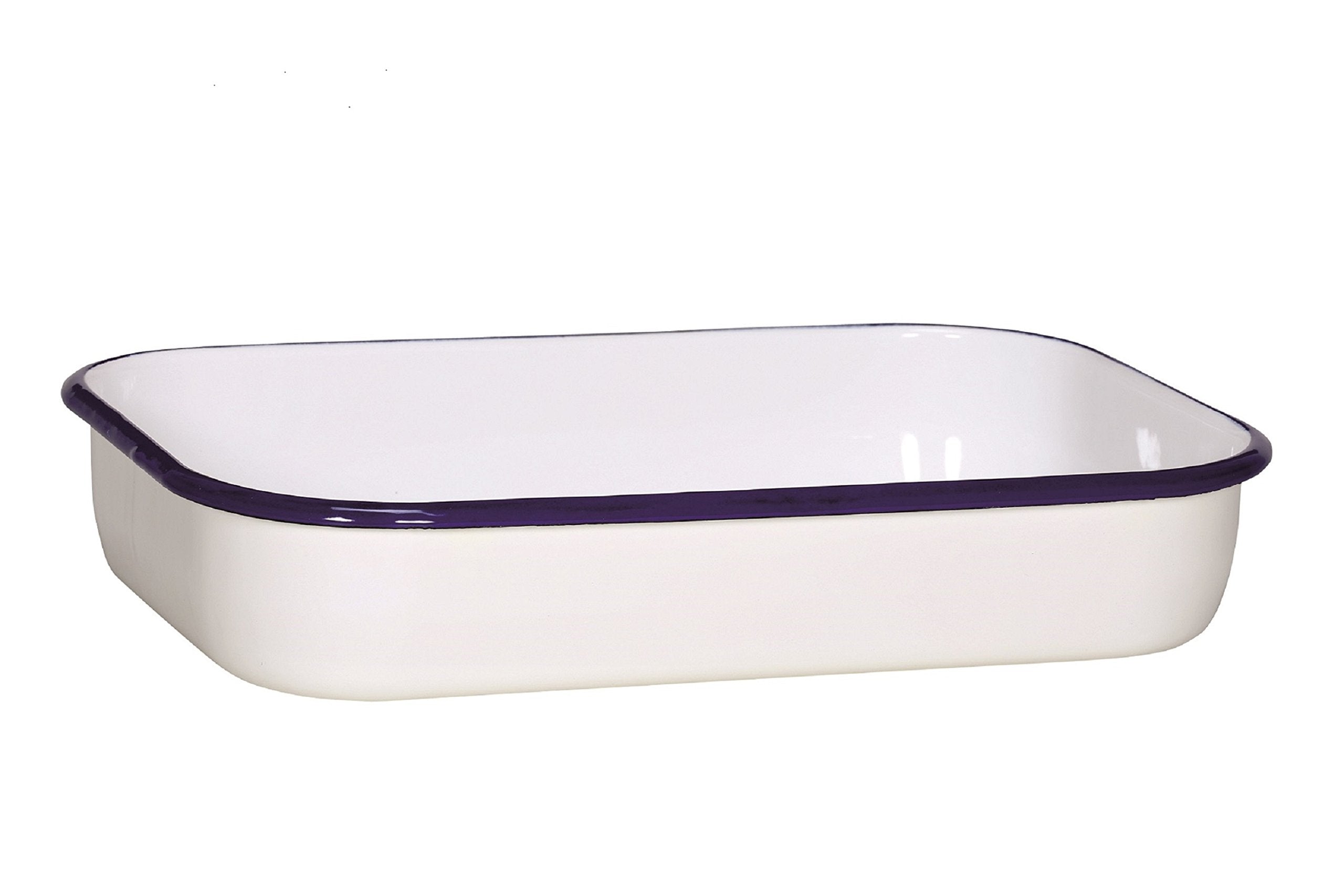 Krger 14136/B Self Basting Oven Roasting Baking Lasagne Dish - 36 cm Baking, Baking Tray, Steel, White with Blue Trim, 36 x 23 x