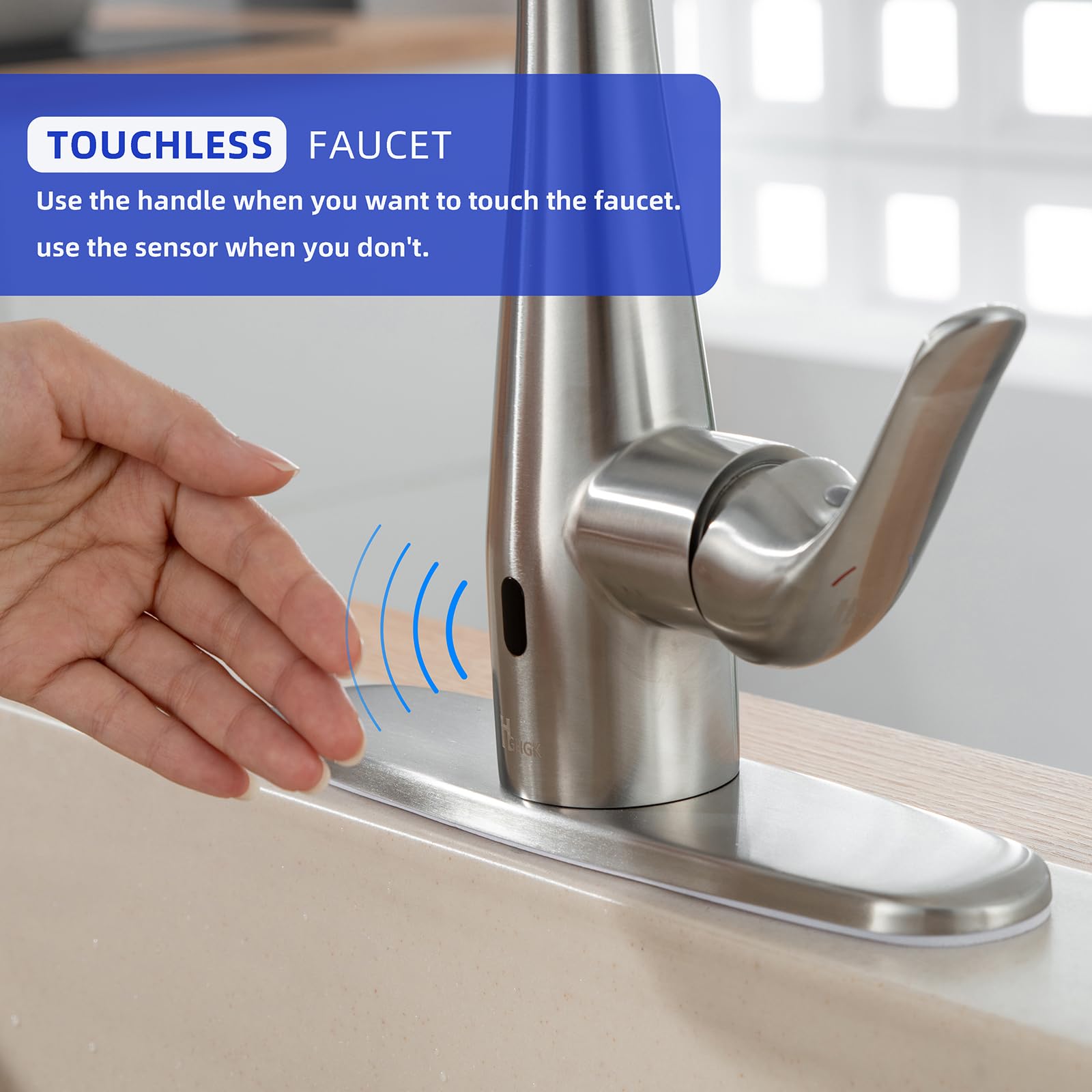 Hghgk Touchless Kitchen Faucet With Soap Dispenser And Pull Down Sprayer - Single Handle Sensor Kitchen Sink Faucet, 1 Or 3 Hole
