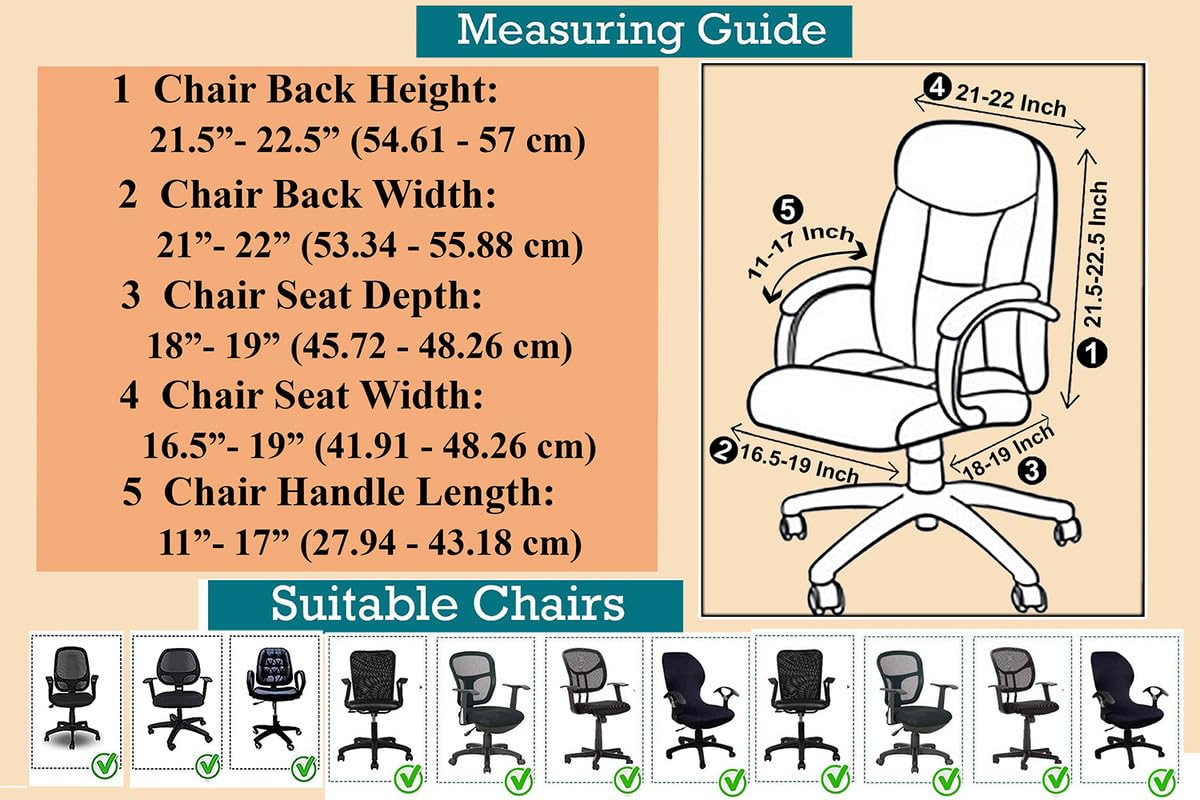 The Furnishing Tree Spandex Office Chair Cover With Handle Cover Coffee Set Of 3