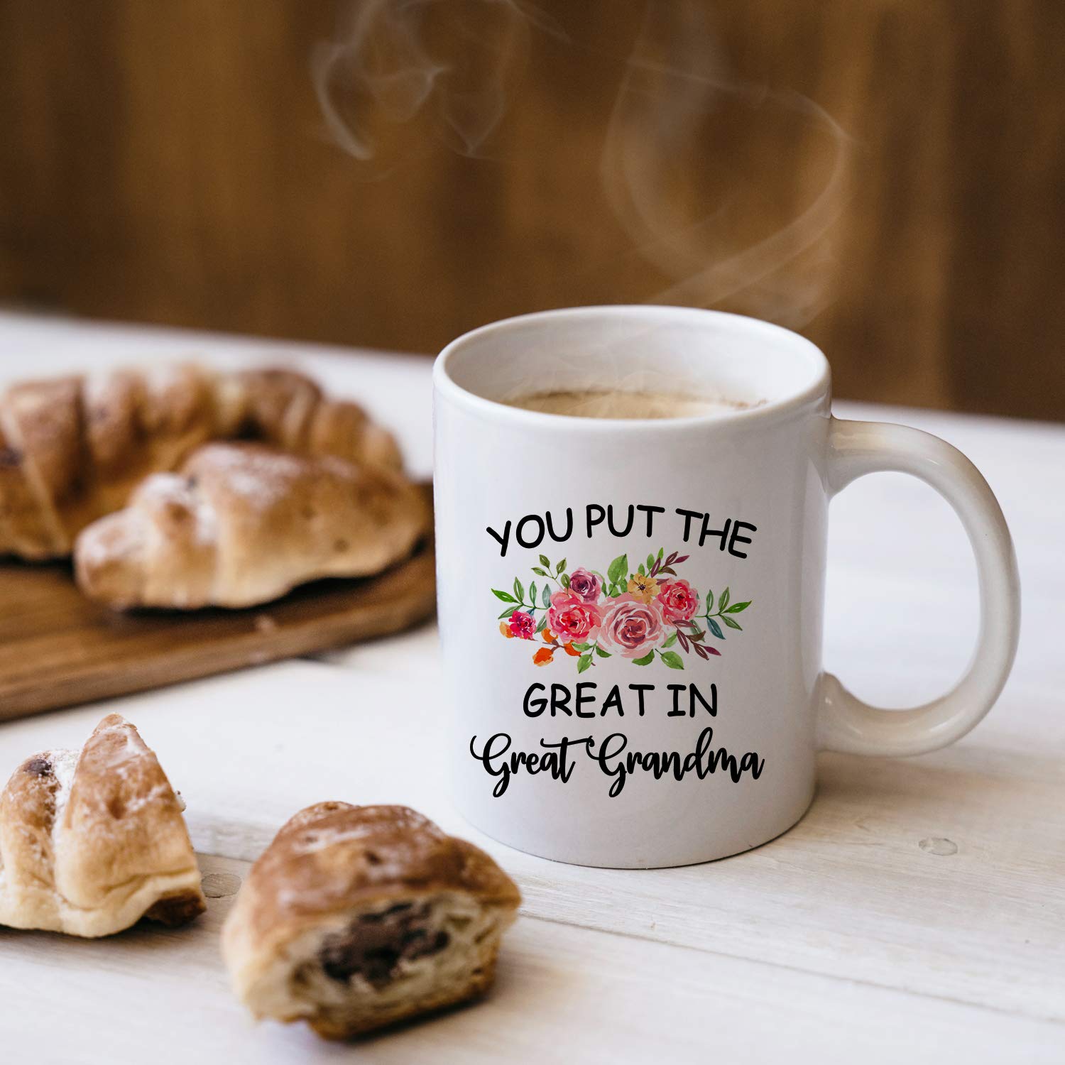 Greatingreat retire you put the great in great grandma cup-Christmas Gifts Grandma Coffee Mug from Granddaughter Grandson  Birthday Gifts Idea for Grandma Grandmother Cup White  11 Oz