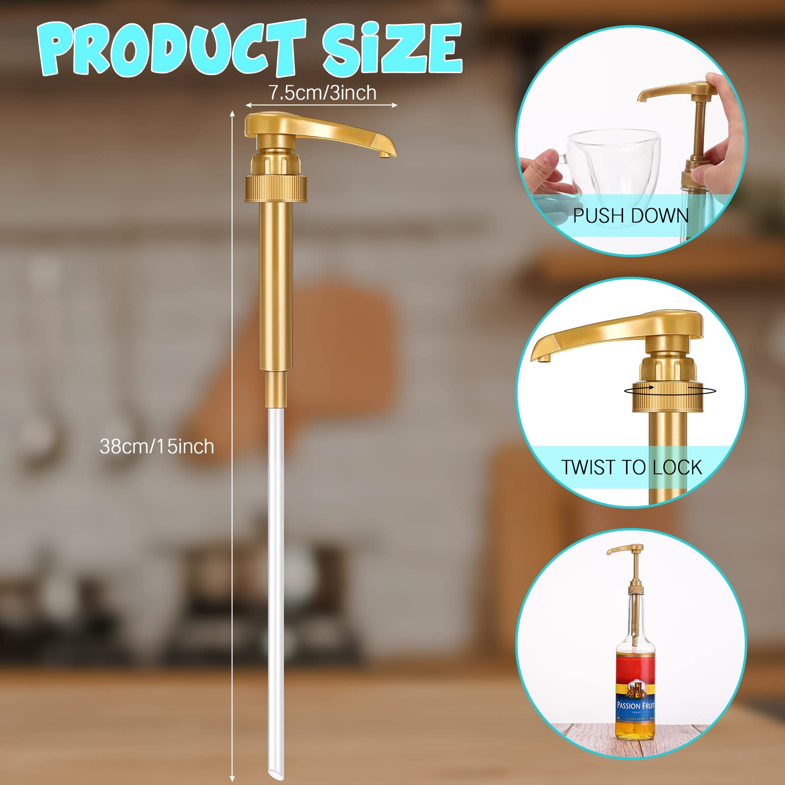 Zopeal 8 Pieces Syrup Pumps, Coffee Syrup Dispenser Pump, Flavor Syrup Pump Fits 750Ml Bottles For Coffee Syrups Snow Cones Cara