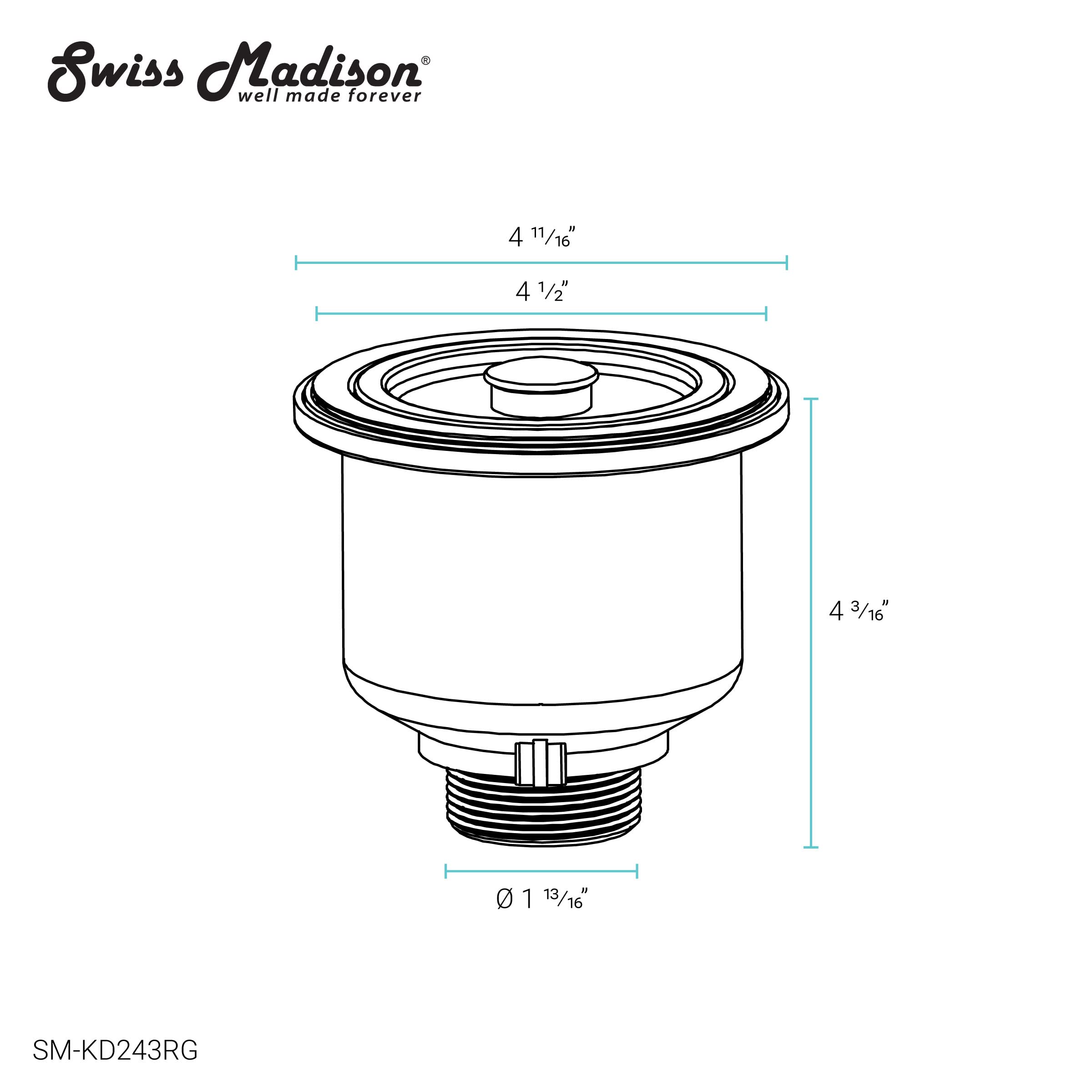 Swiss Madison Well Made Forever Sm-Kd243Rg Kitchen Sink Drain, Rose Gold