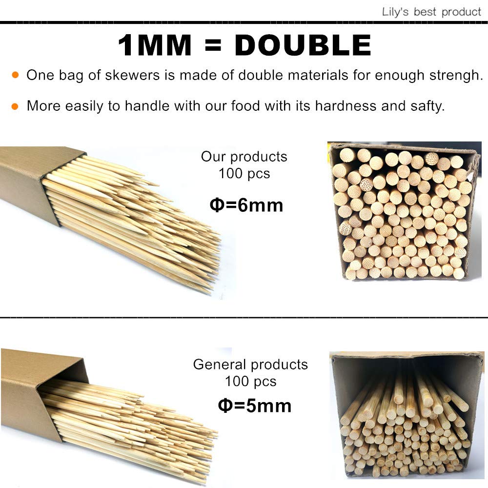 Hopelf 36'' Natural Bamboo Skewers Sticks For Marshmallows