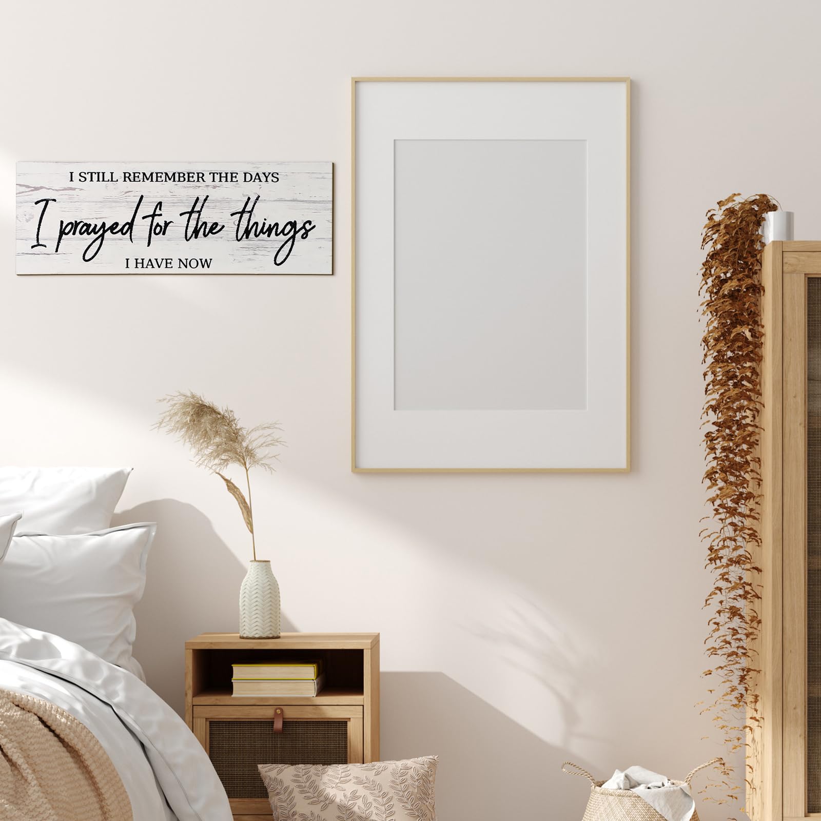Jetec Farmhouse Bible Verse Scripture Wall Signs, I Still Remember The Days I Prayed for The Things I Have Now Wooden Plaque Dec