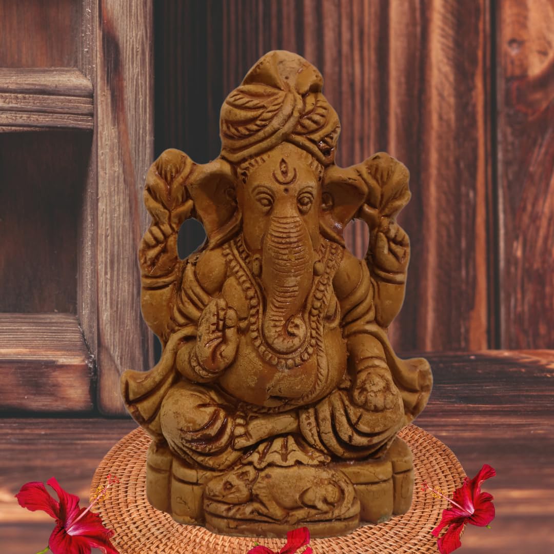 Vasamsa, Ganesha Idol, Eco-Friendly Clay Ganesha Idol For Home Decor, Pooja Room, Handcrafted Ganpati Murti, Small Ganesh Idol |