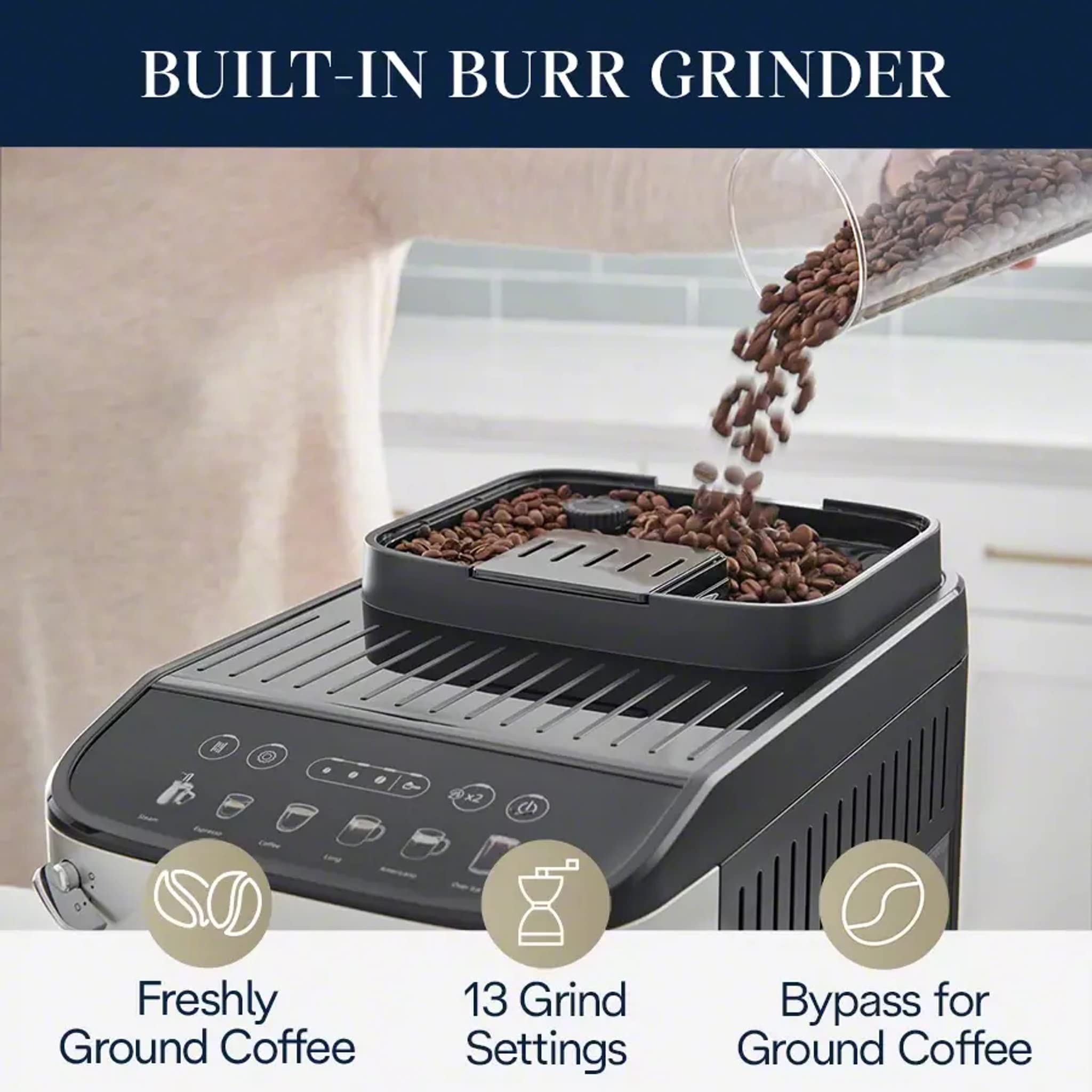 De'Longhi Magnifica Evo, Fully Automatic Machine Bean To Cup Espresso Cappuccino And Iced Coffee Maker, Colored Touch Display, B