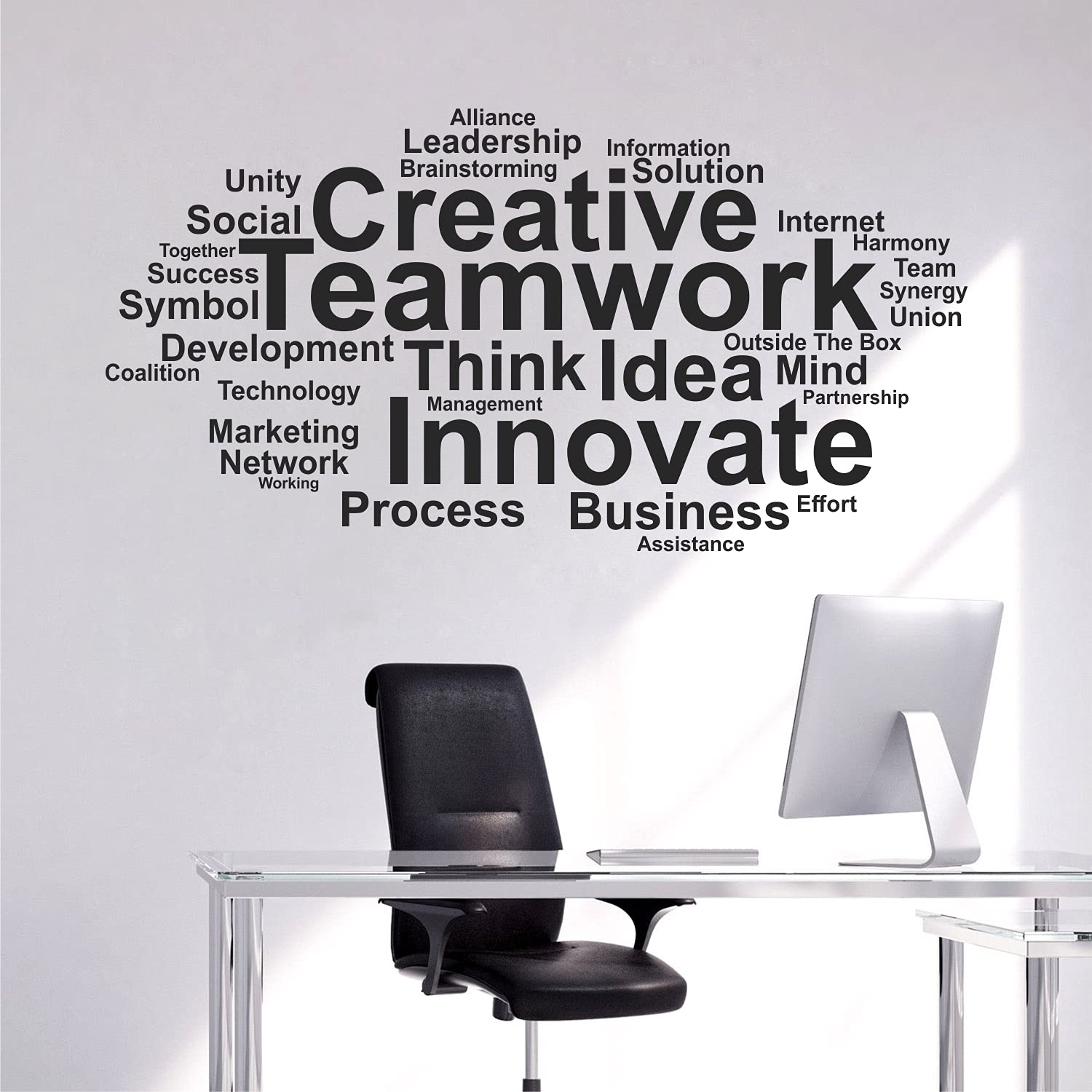 Stickme 'Team Work - Typography - Office - Inspirational - Motivational - Quotes - Wall Sticker ' -Sm616 (Pvc Vinyl - 130Cm X 70