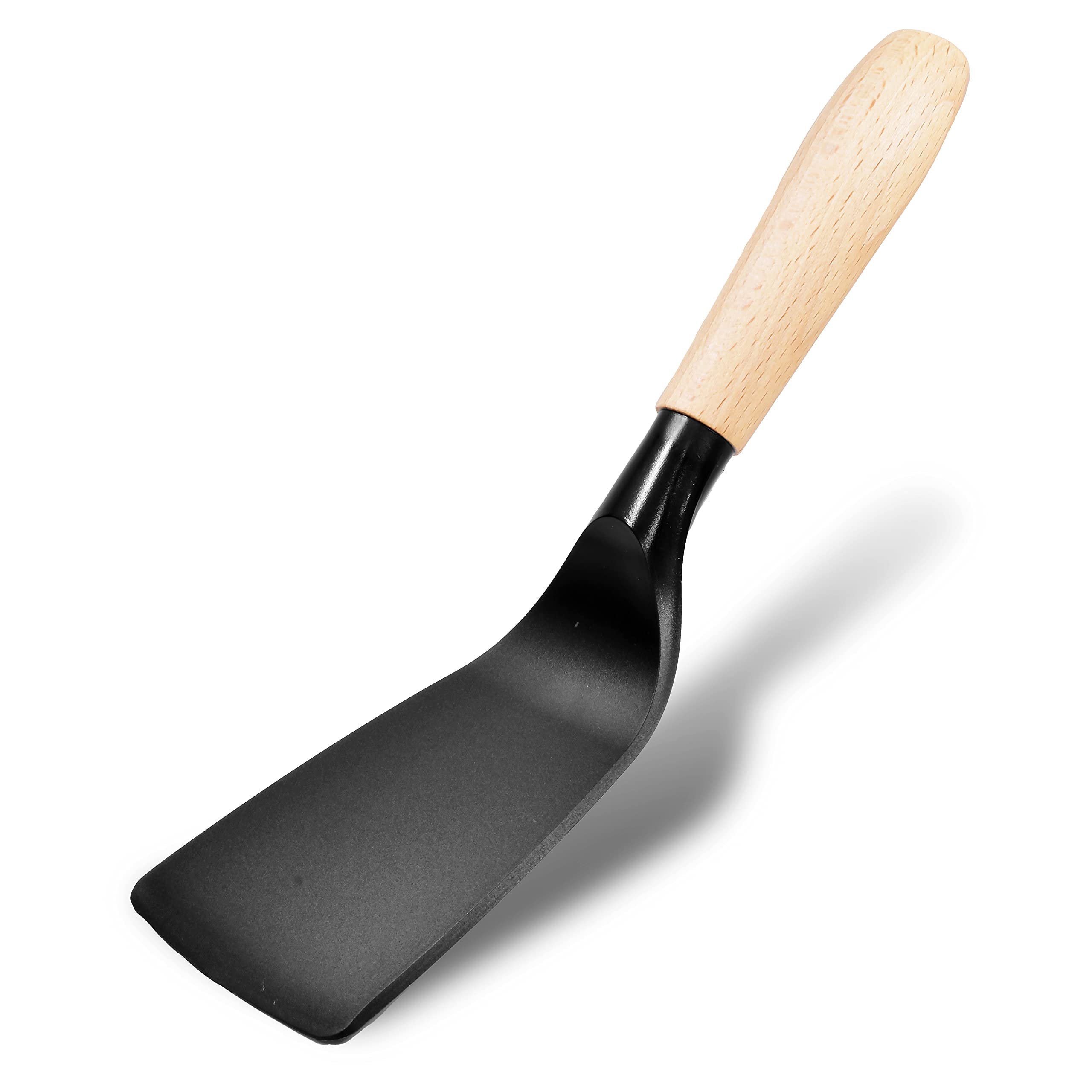Short Spatula, Stylish Kitchen Tool, Flexible Non Stick Heat Resistant Nylon Turner Spatula, Wooden Short Handle Spatula, Cookin