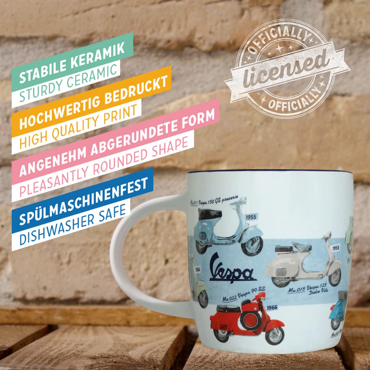 Nostalgic-Art Retro Coffee Mug, Vespa - Model Chart - Gift Idea For Scooter Fans, Large Ceramic Cup, Vintage Design, 11.2 Oz