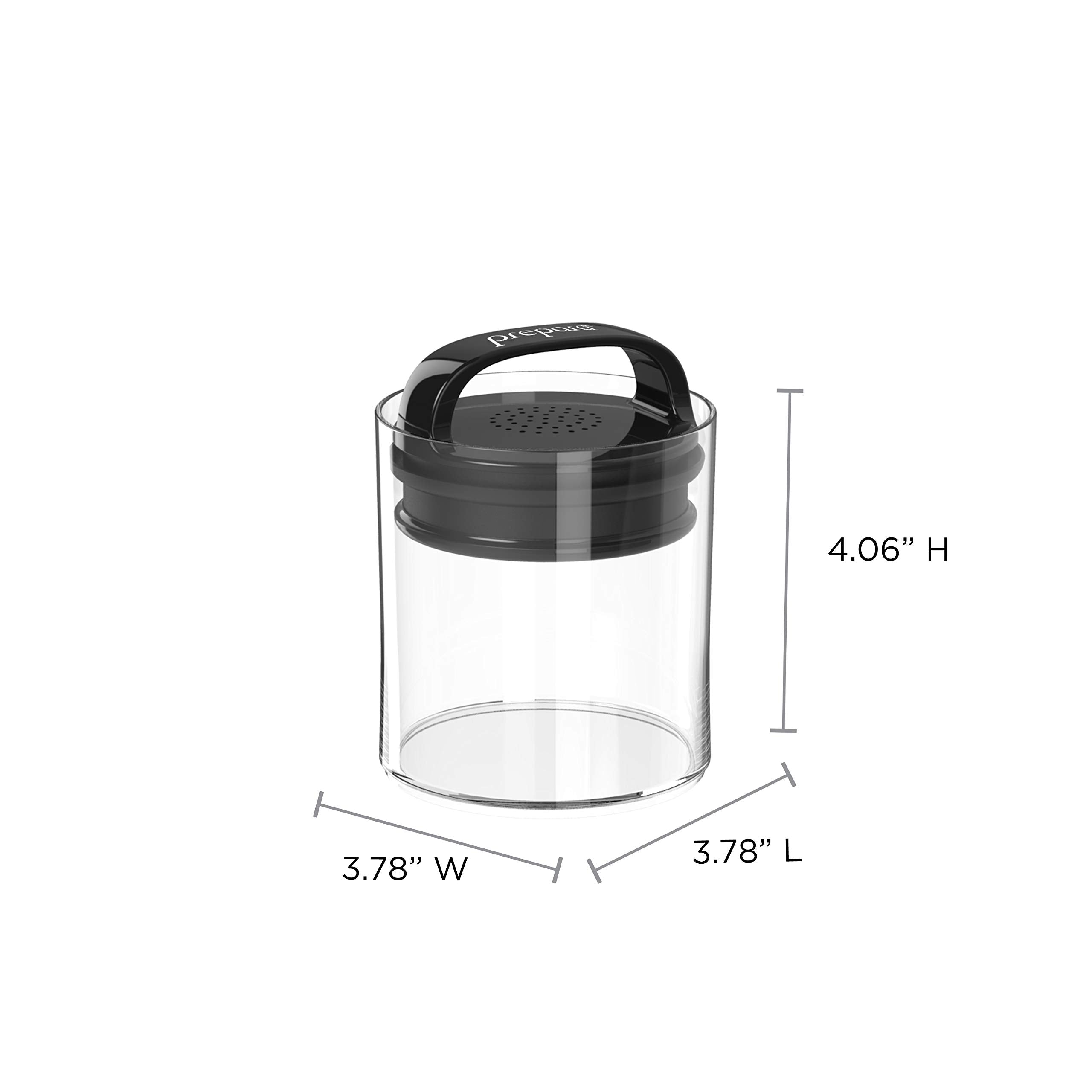 Prepara Evak Fresh Saver, Small-Short Airless Canister With Black Handle, 0.5 Quart, Clear