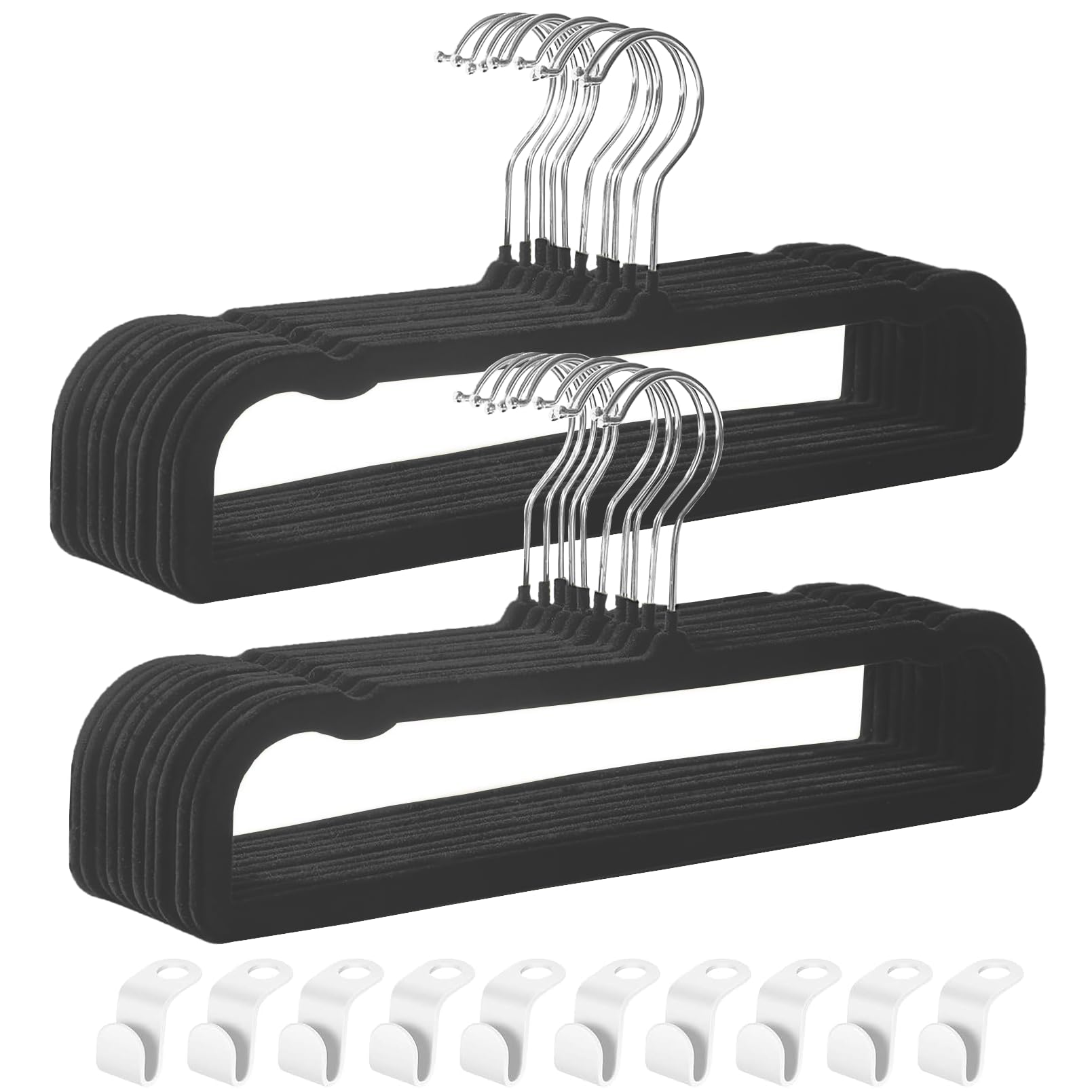 Velvet Pants Hangers With Non Slip Bar, 20 Pack Felt Slack/Trouser Hangers For Closet, Slim & Sleek Space Saving Closet Hangers,