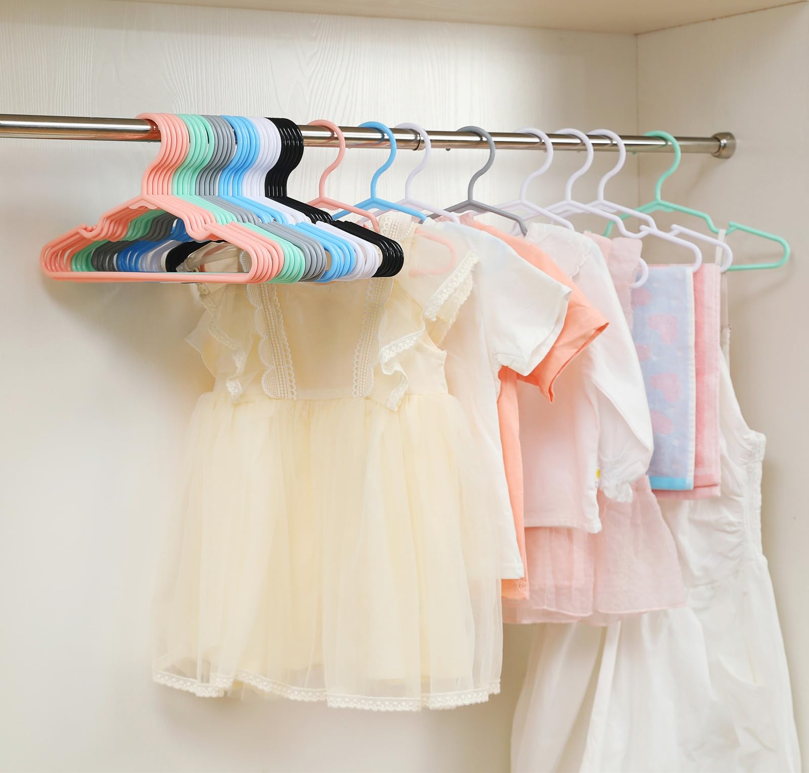 Viibase 20-Piece White Baby Nursery Closet Hangers, Non-Slip Laundry Infant Pant Hanger For Newborn Clothes Gift, Ultra-Thin Pla