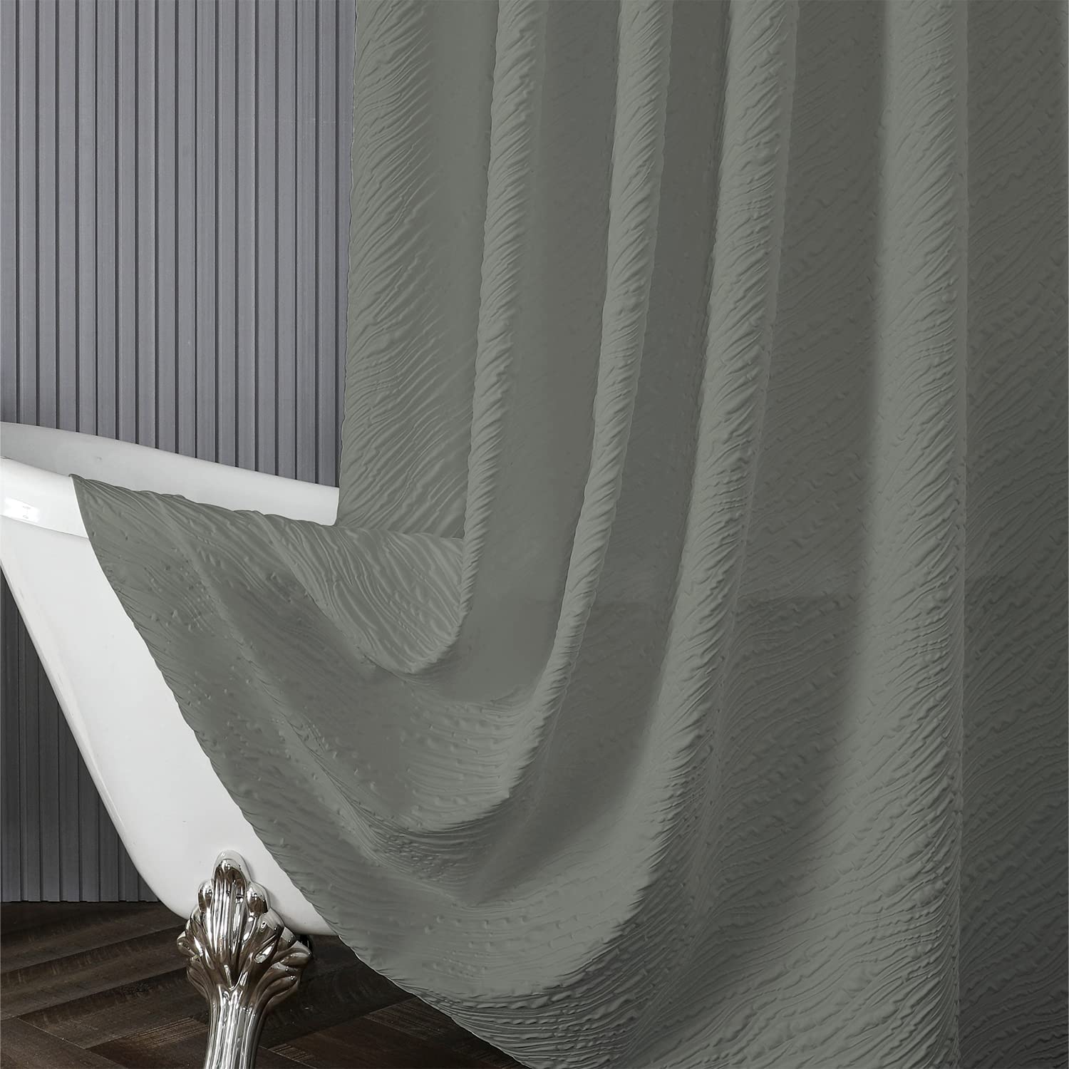 Dmtty Grey Shower Curtain, Marble Bubbling Texture Shower Curtain, Luxury Weighted Cloth Polyester Fabric Shower Curtains For Ba