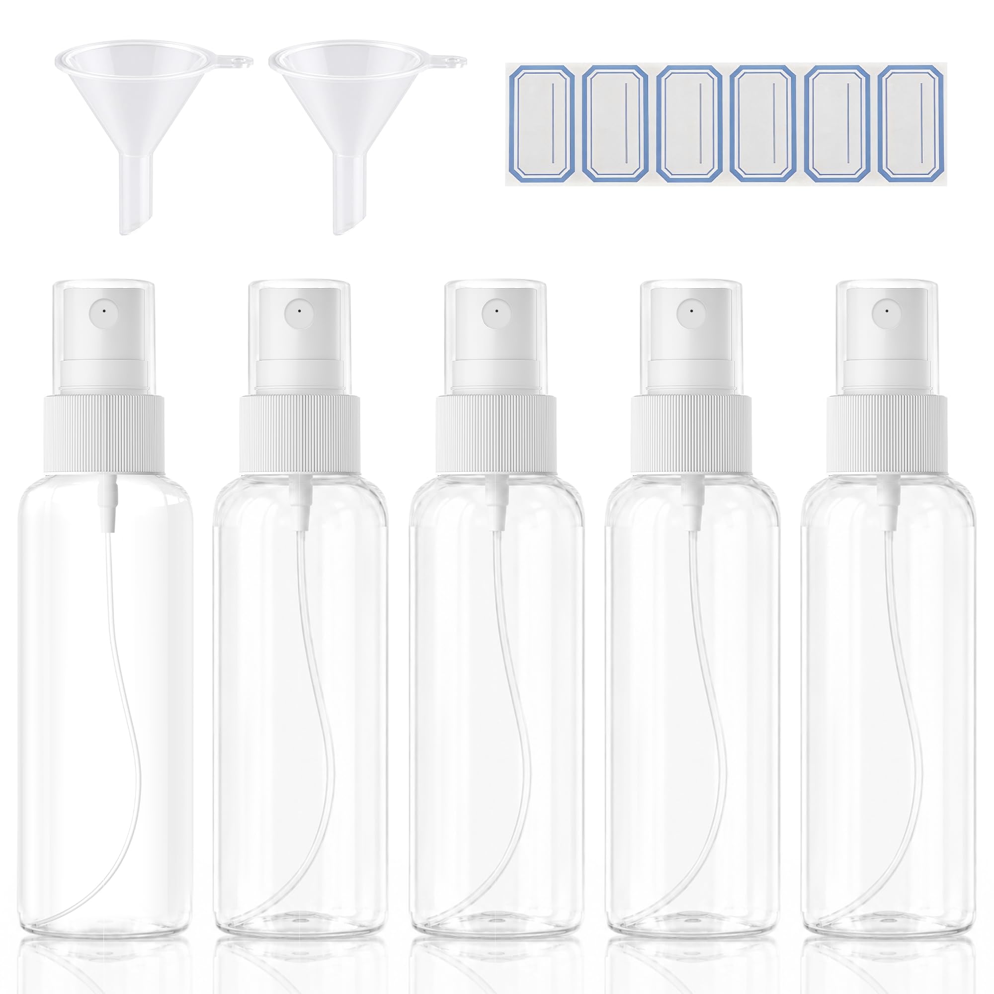 DreiWasser Small Spray Bottle for Essential Oils, Perfumes and Cosmetics, Clear Empty Plastic Bottle for Travel, Cleaning, Garde