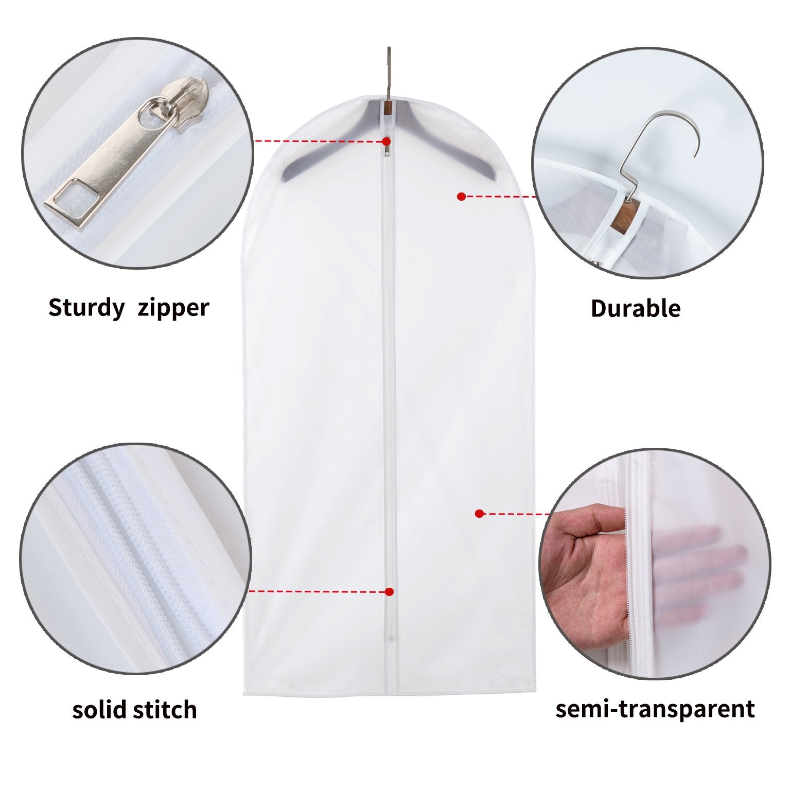Mskitchen Clear Garment Bags Clothes Covers Protecting Dusts (Set Of 12) For Storage Plastic Garment Bags Hanging Clothes Bags W