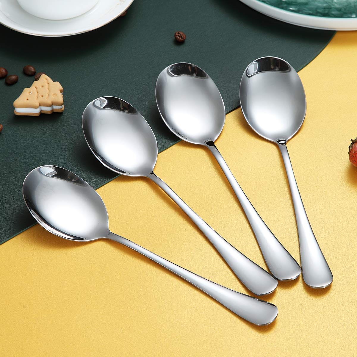 Serving Spoons 4 Pieces, Kyraton Serving Spoons, Include Solid Serving Spoon Stainless Steel Serving Utensils, Serving Set Packi