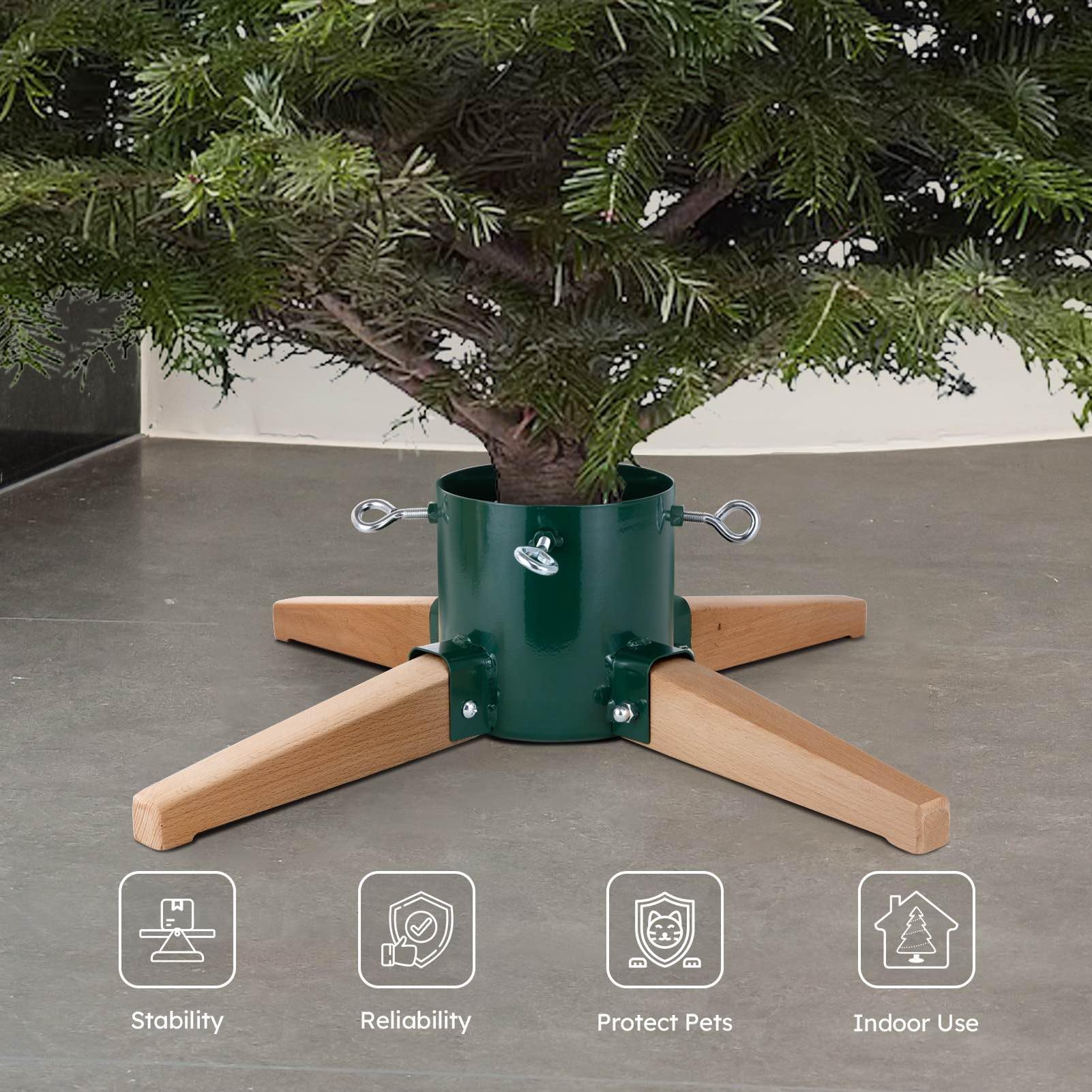 HarcoHome Christmas Tree Stand for Live Trees 4-7.5ft - Setup-Free Tree Base with Water Reservoir, Fast Clamp & Foot Pedal for R