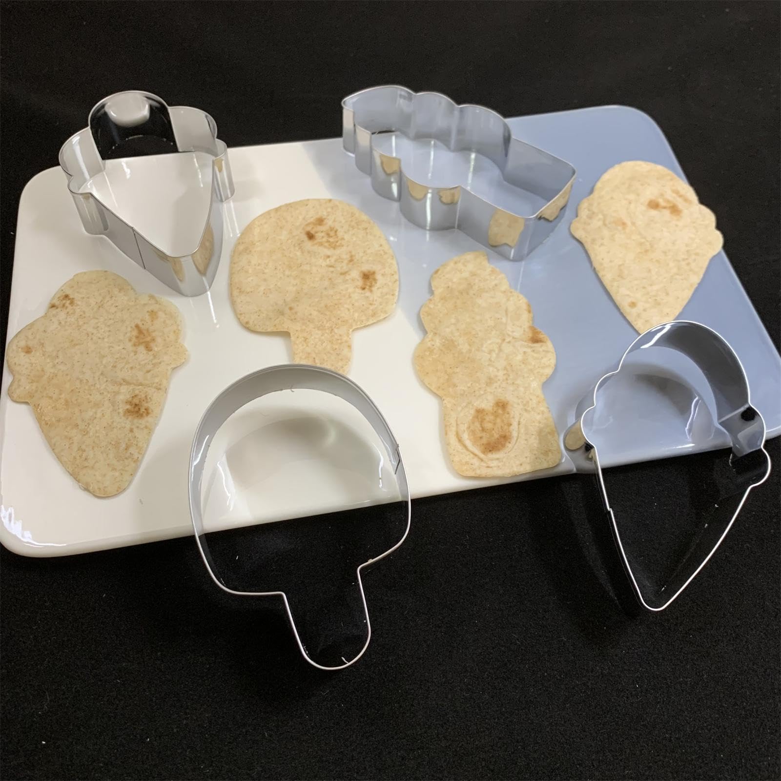 Lubtosmn Ice Cream Cookie Cutter Set-4 Inches-4 Piece-Popsicle, Hard And Soft Ice Cream Cone, Summer Fondant Biscui Cutters