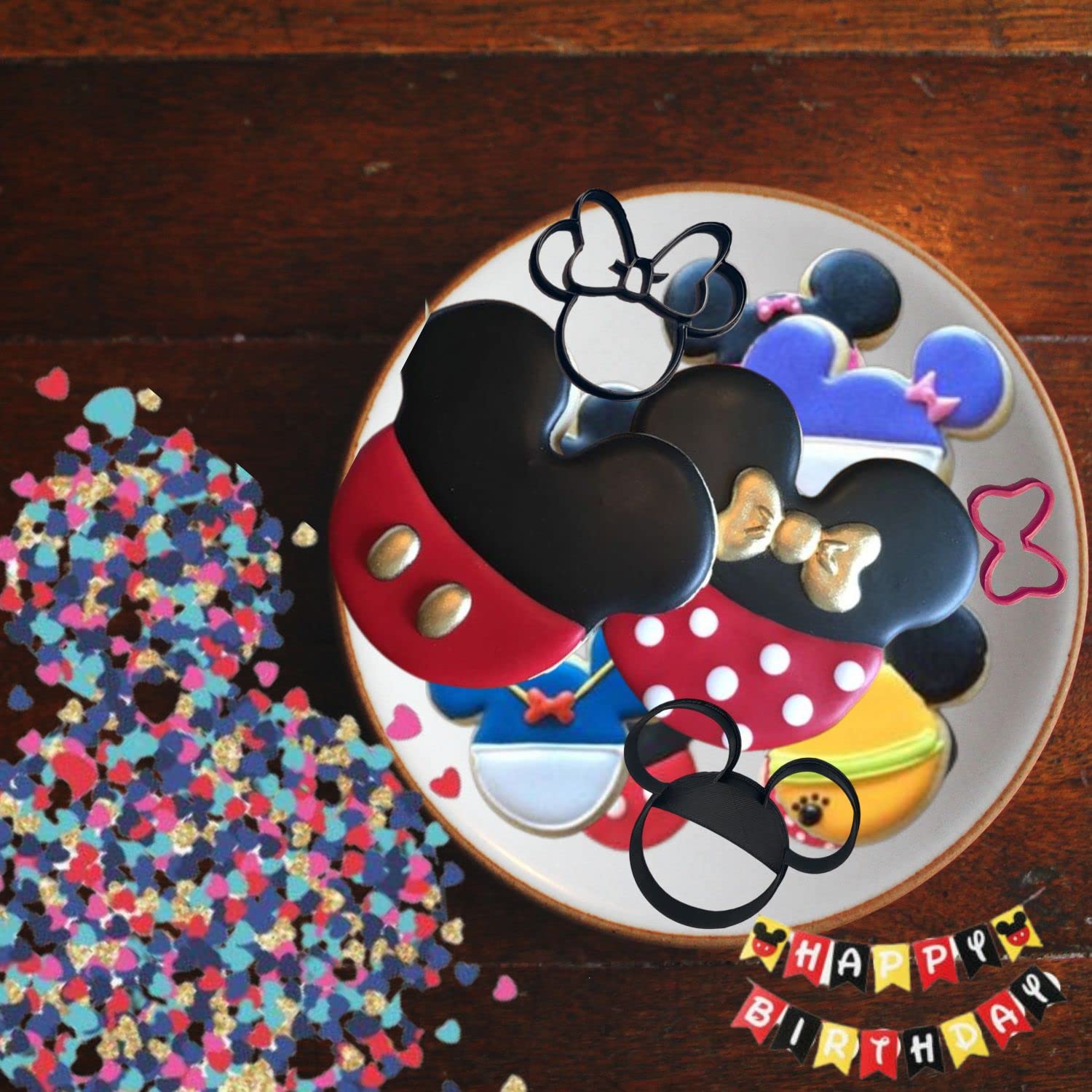 Mouse Cookie Cutters. Inspired By Mickey Head And Minnie Mouse Face Cartoon Characters With Red Hair Bow Cookie Cutters Made In