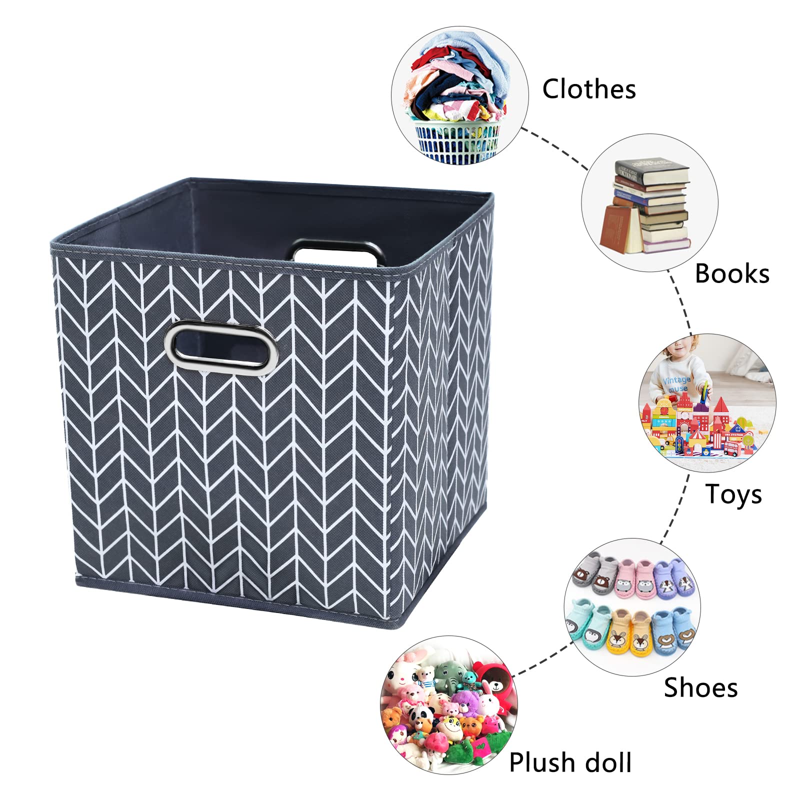Yunkeeper 11 Inch Cube Storage Bins , Fabric Cube Organizer Bins With Handle, Foldable Cube Bins For Cloth Or Accessary Storage,