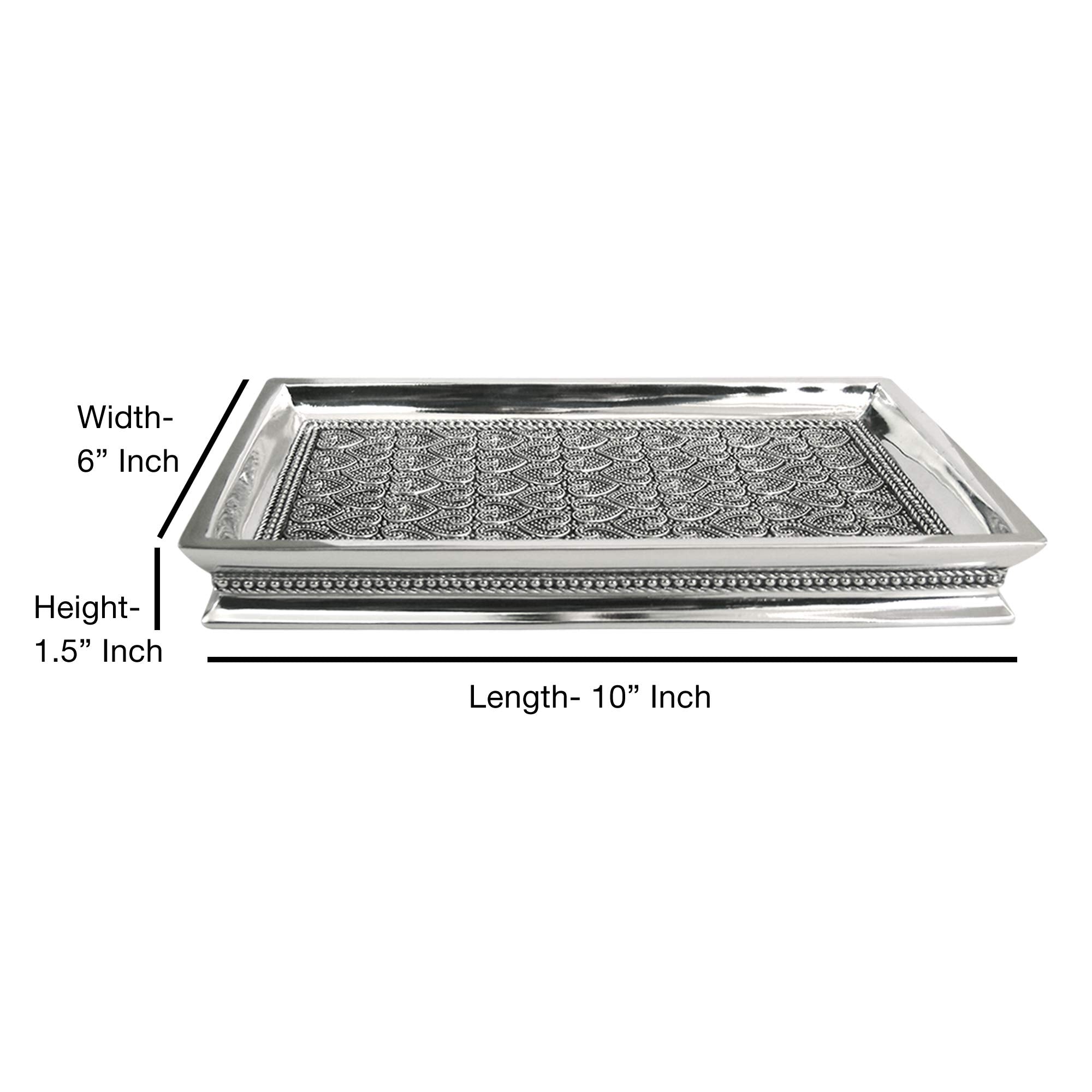 Nu Steel Beaded Heart Resin Storage Organizer Tray For Bathroom Vanity Countertops, Closets, Dressers - Holder For Watches, Earr