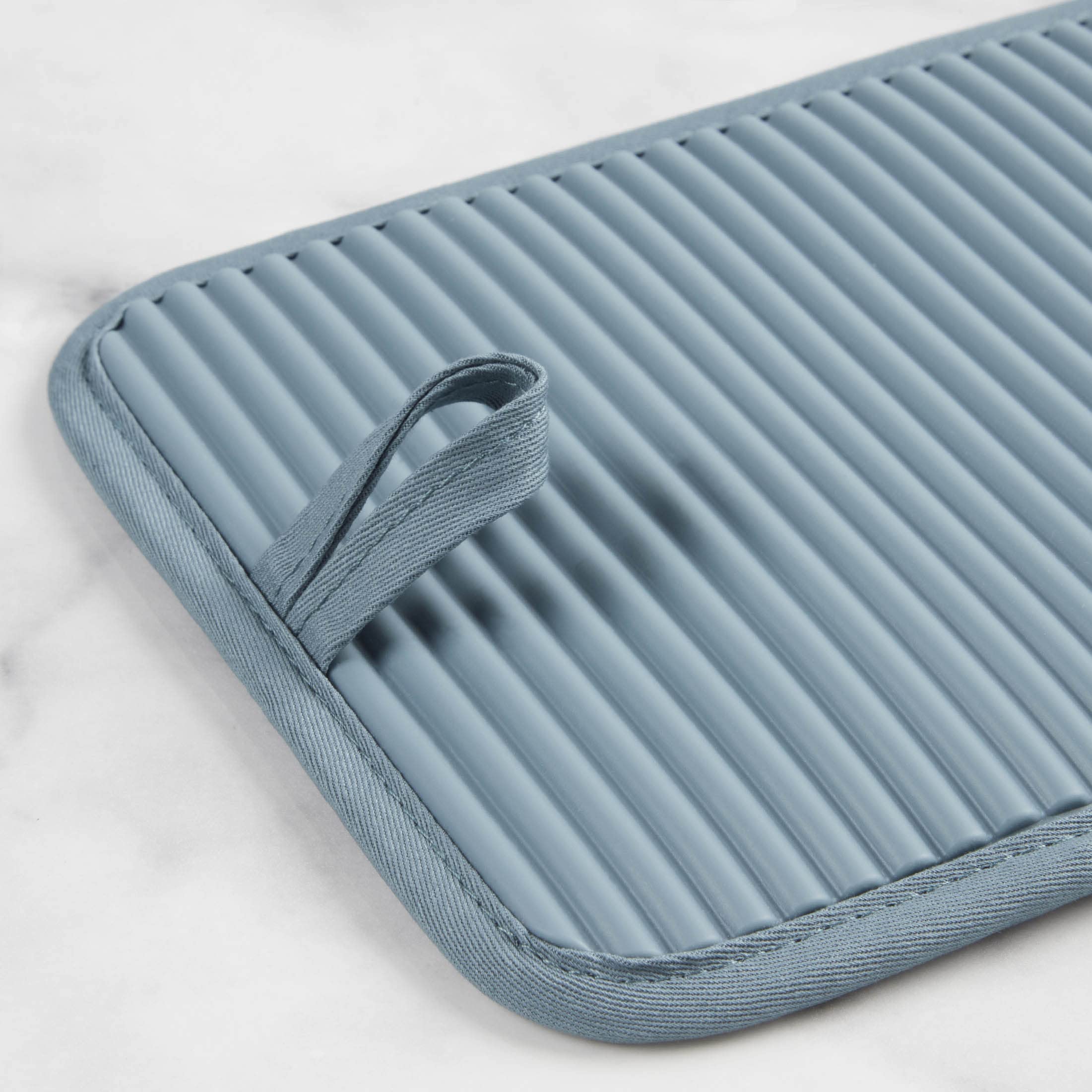 KitchenAid Ribbed Silicone Pot Holder Set, Fog Blue, 7"x9", Cotton, Model 2P013118TDKA 216BL, 2-Pack