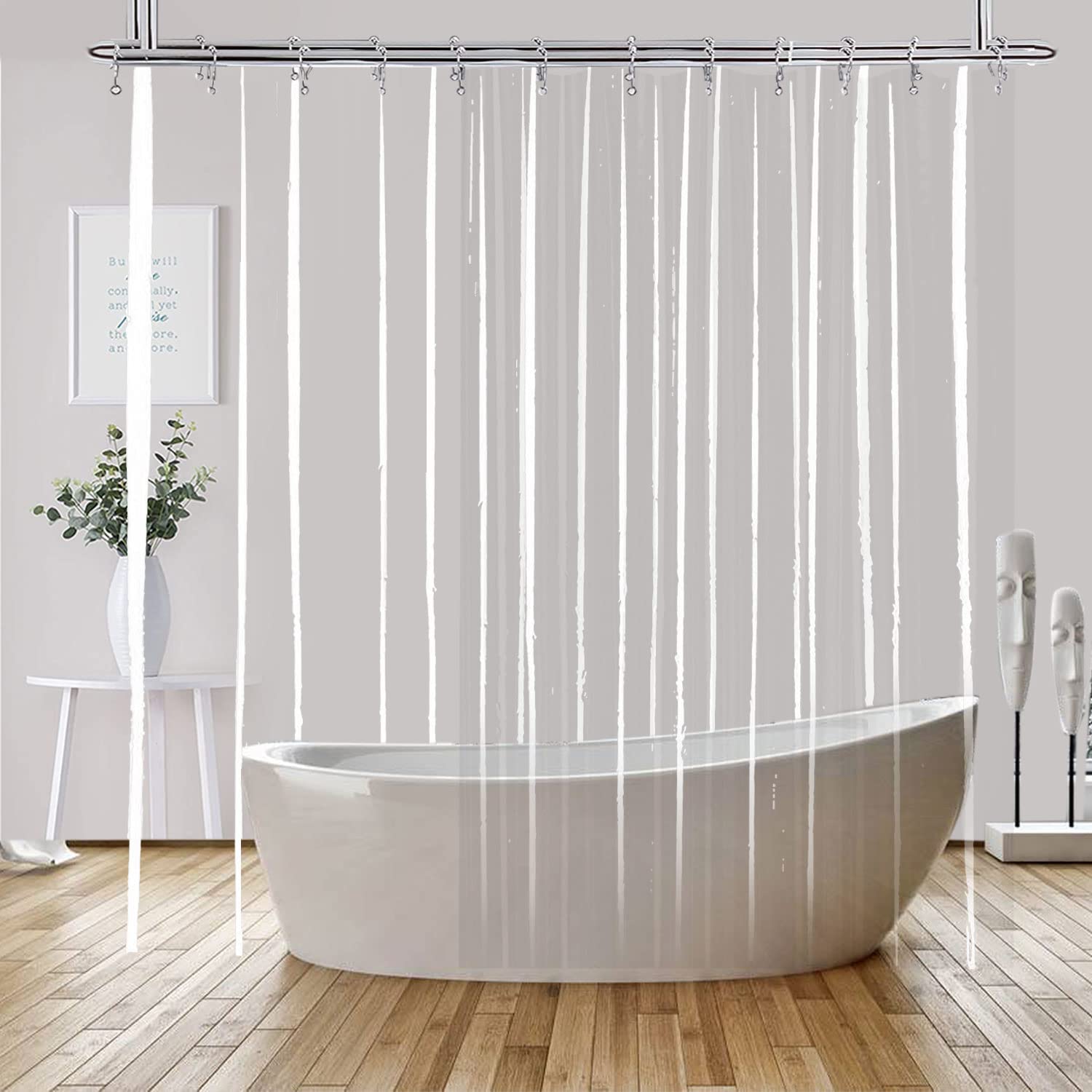 YISURE Clawfoot Tub Shower Curtain  Wrap Around Clear Shower Curtain Liner with 6 Bottom Magnets PEVA Extra Wide Bathtub Curtain for Bathroom Vintage Freestanding Tub 180??W x 70??L