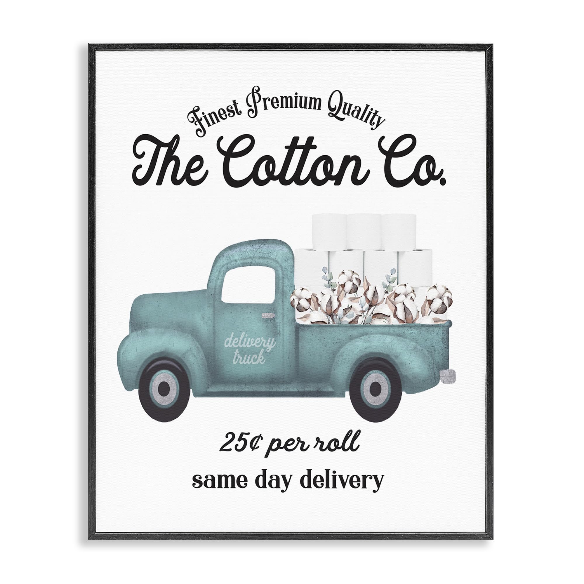 Stupell Industries Toilet Paper Cotton Co Delivery Truck Bathroom Word Design Framed Giclee Art Design By Artist Lettered and Li