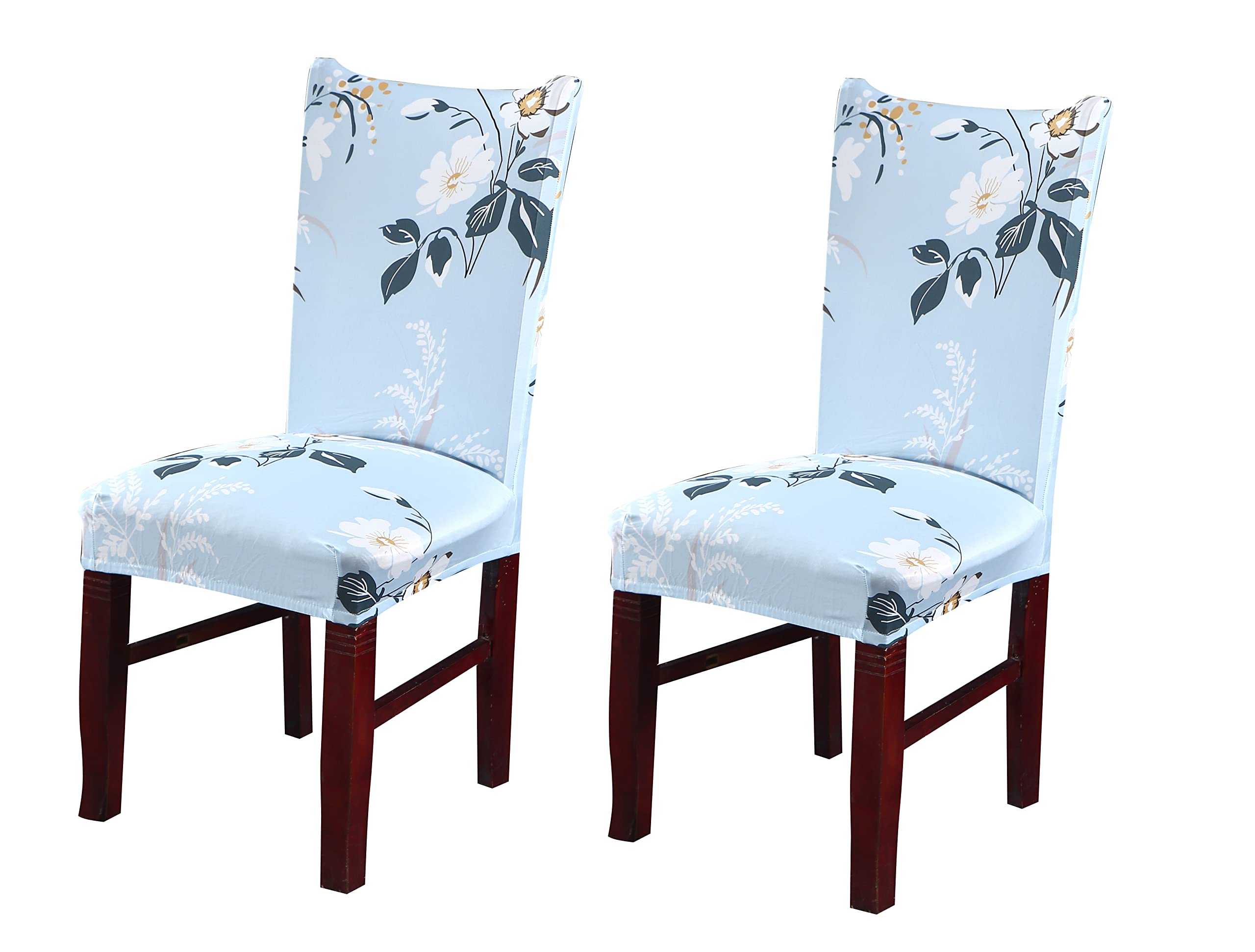 House Of Quirk Elastic Chair Cover Stretch Removable Washable Short Dining Chair Cover Protector Seat Slipcover (Pack Of 2, Skyb