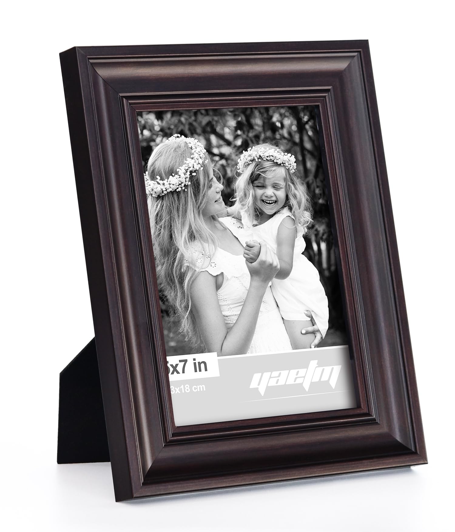 Yaetm 5x7 Picture Frame Set of 4, 1.4    Wide Molding & Dark Brown Photo Frames 5 x 7 with HD Tempered Glass, Display on Tableto