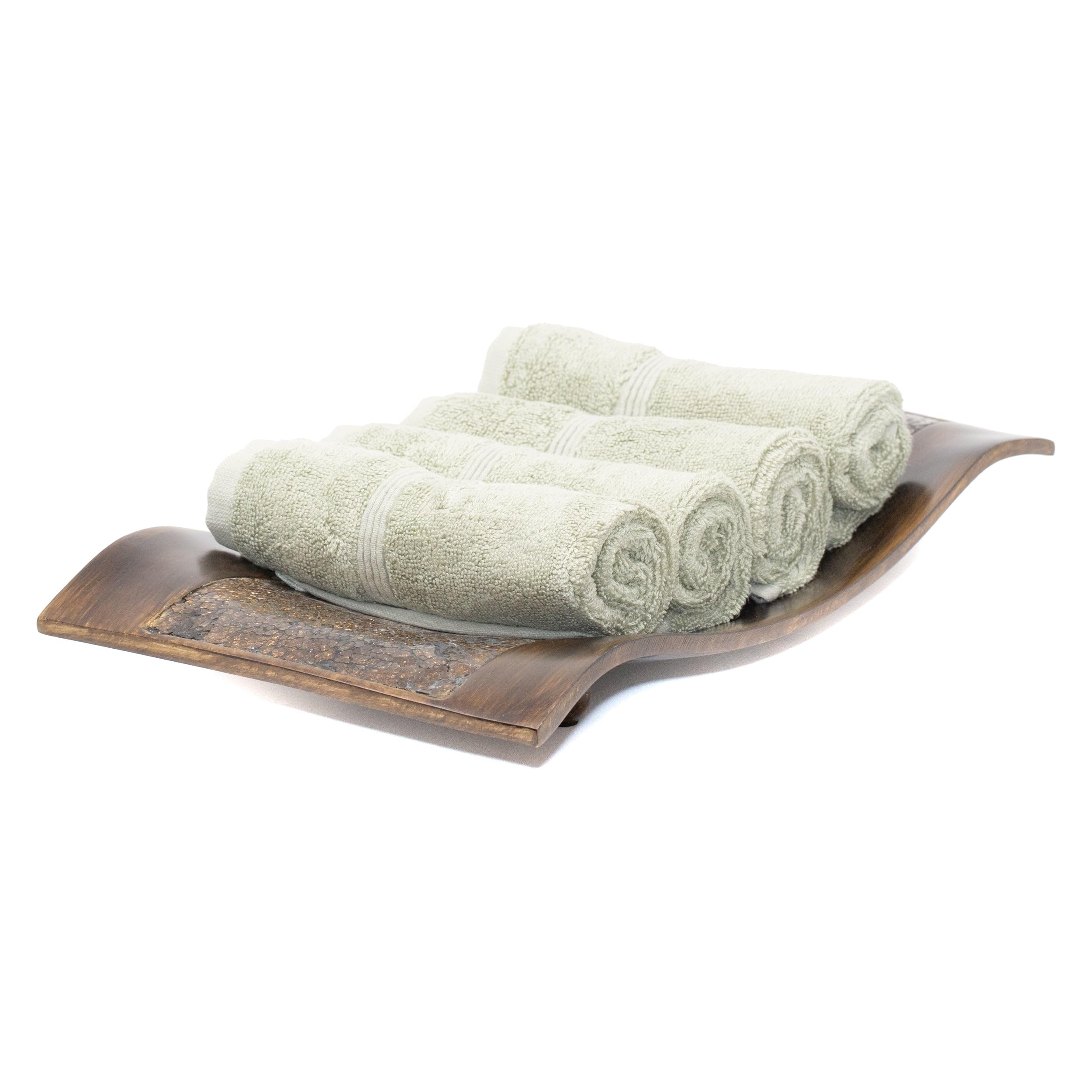 Mosobam 700 GSM Hotel Luxury Washcloths 13X13  Set of 4  Seagrass Green  Turkish Baby Bath Towel  Face Washcloth  Viscose Made from Bamboo - Turkish Cotton