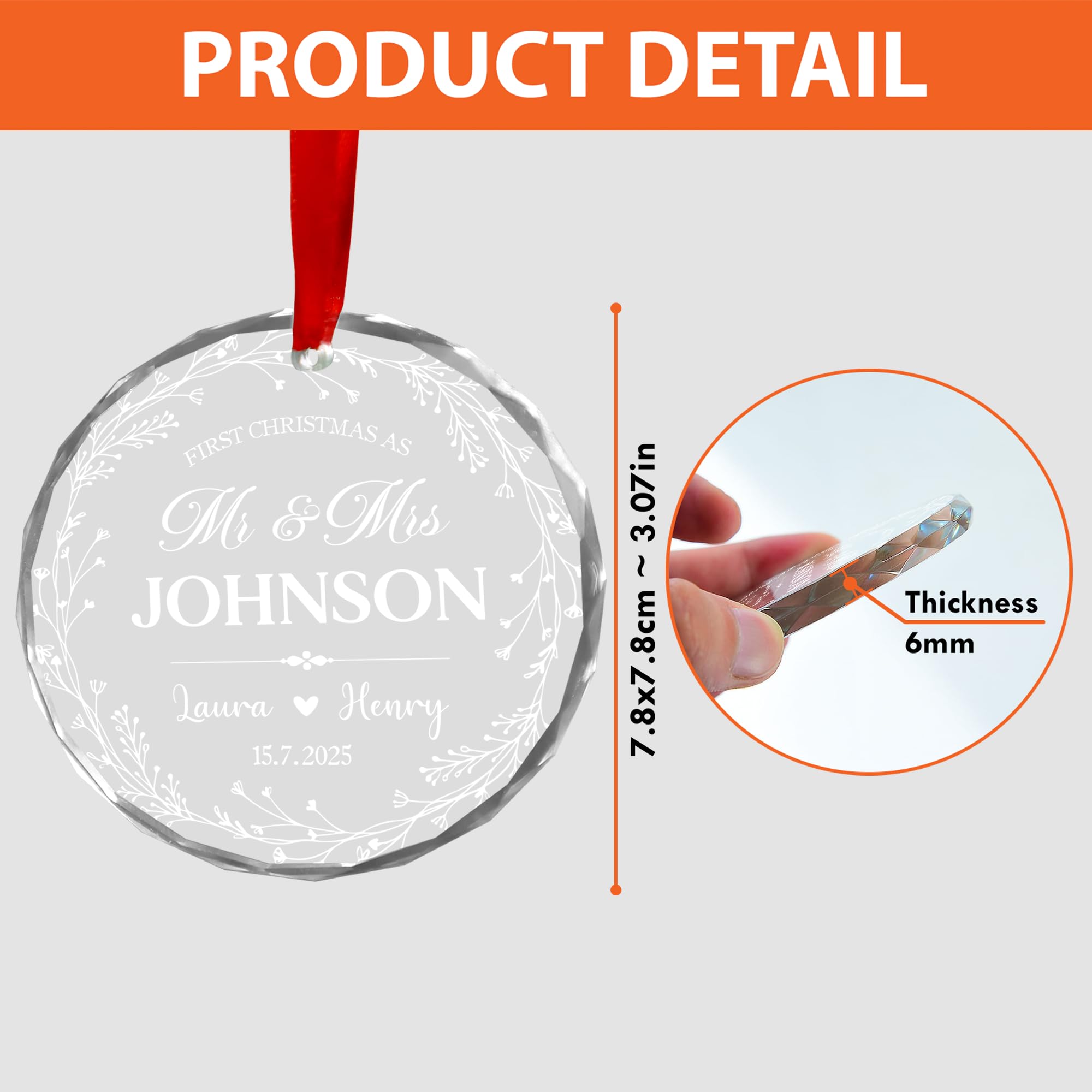 Fastpeace First Christmas Married Ornament 2025 Custom Photo Name Date - Mr and Mrs Personalized Wedding Ornament Gift for Newly