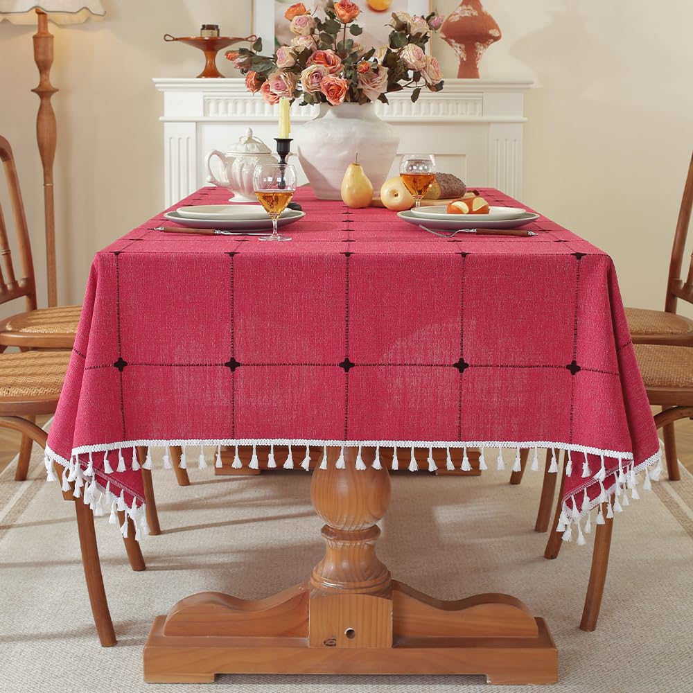 Pahajim Table Cover with Tassels Table Cloth Rectangle Table Holiday Camping Tablecloth Linen tablecloths for Kitchen Dinning Pa